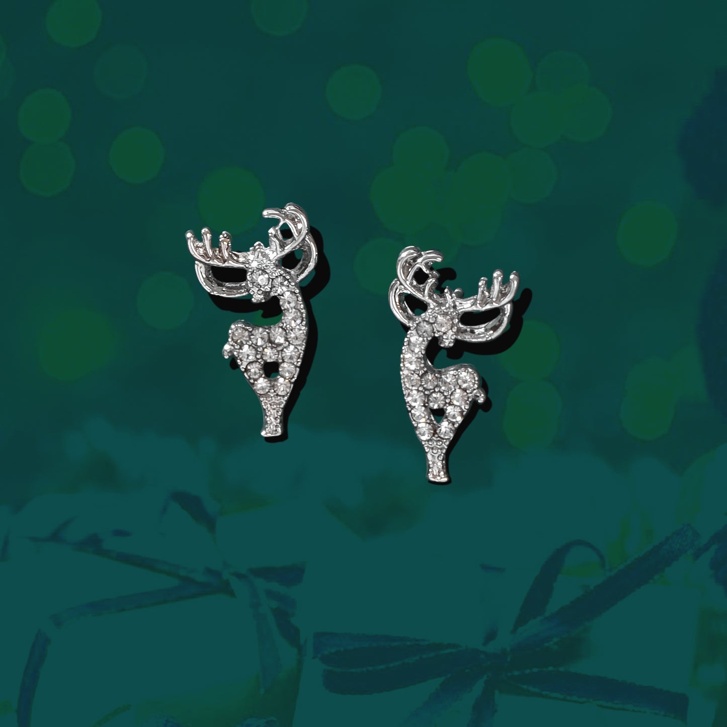 Christmas Reindeer Head Earrings Festive Holiday Deer Antler Playful Accessories