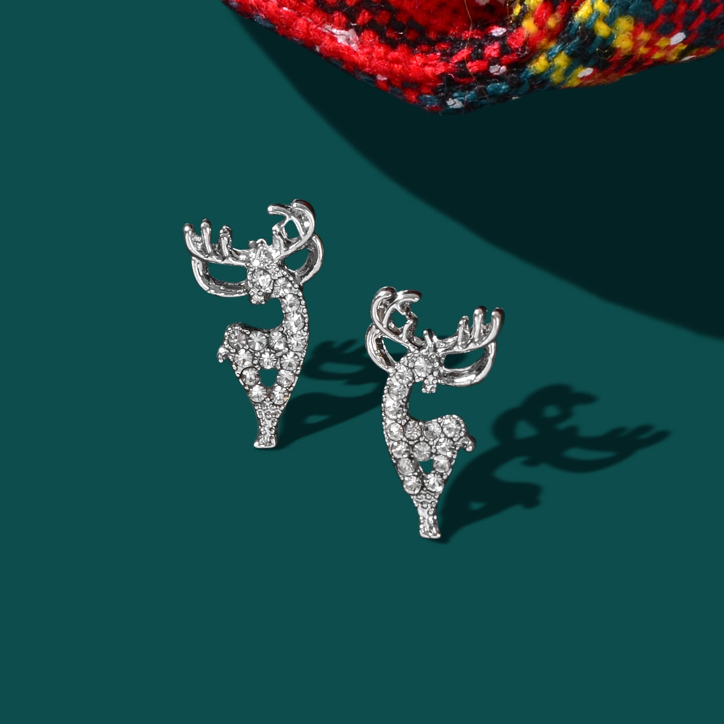 Christmas Reindeer Head Earrings Festive Holiday Deer Antler Playful Accessories