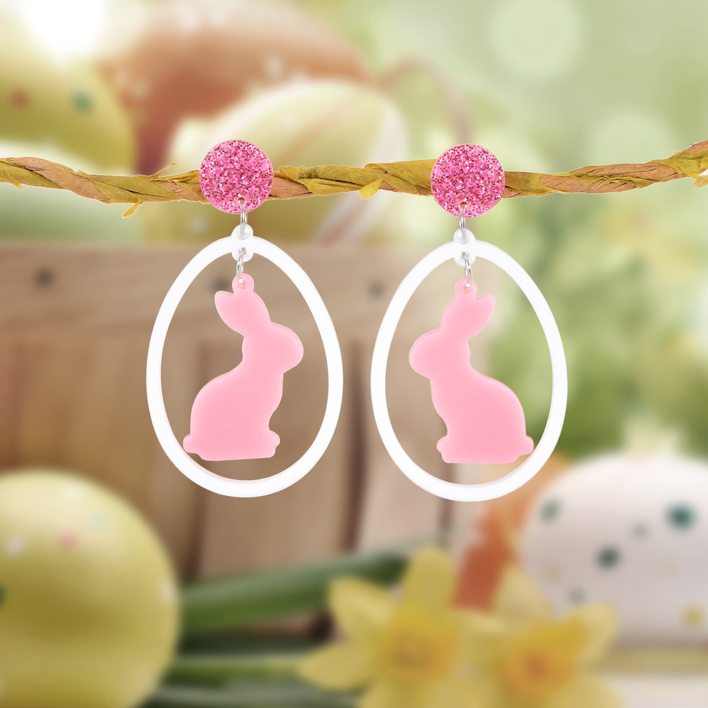 Lovely Pink Bunny Earrings Cute Charming Rabbit Ear Studs for a Whimsical Style