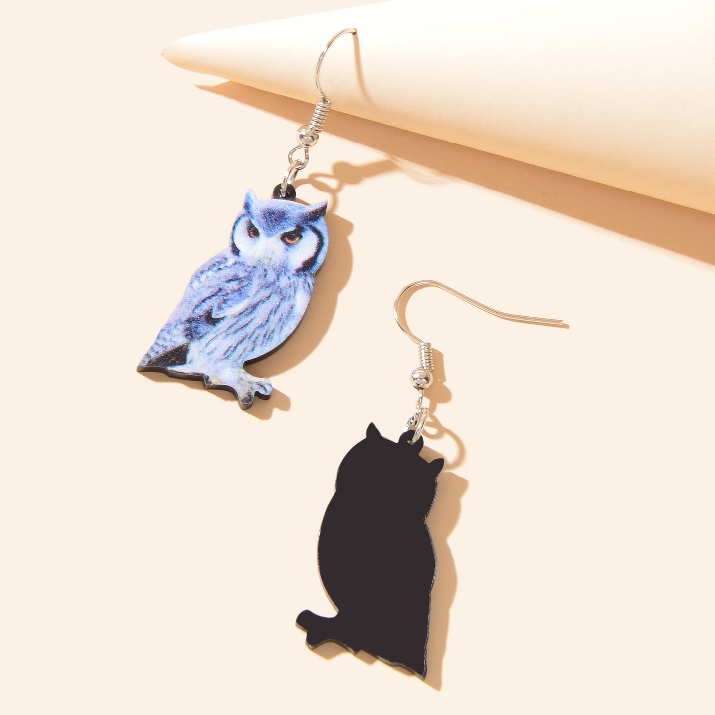 Personality Animal Accessories Blue Acrylic Lightweight Owl Dangle Hook Earrings
