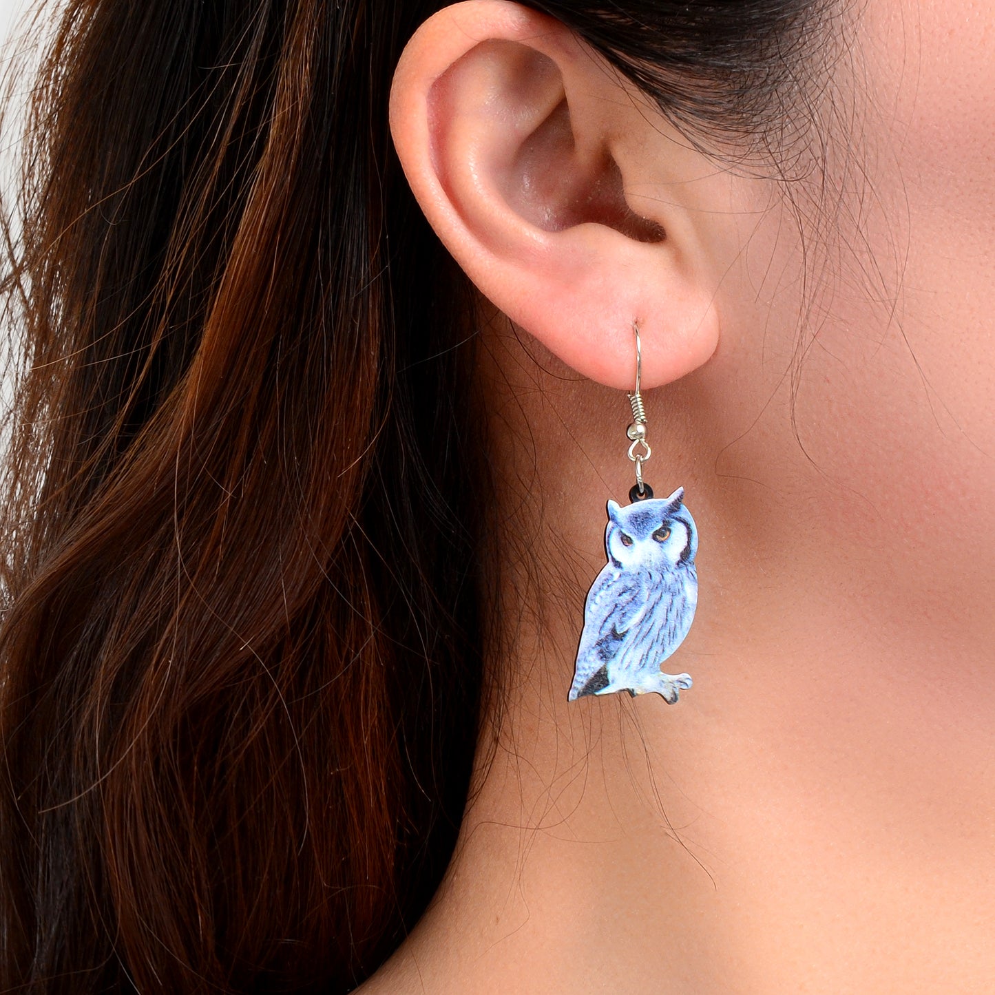 Personality Animal Accessories Blue Acrylic Lightweight Owl Dangle Hook Earrings