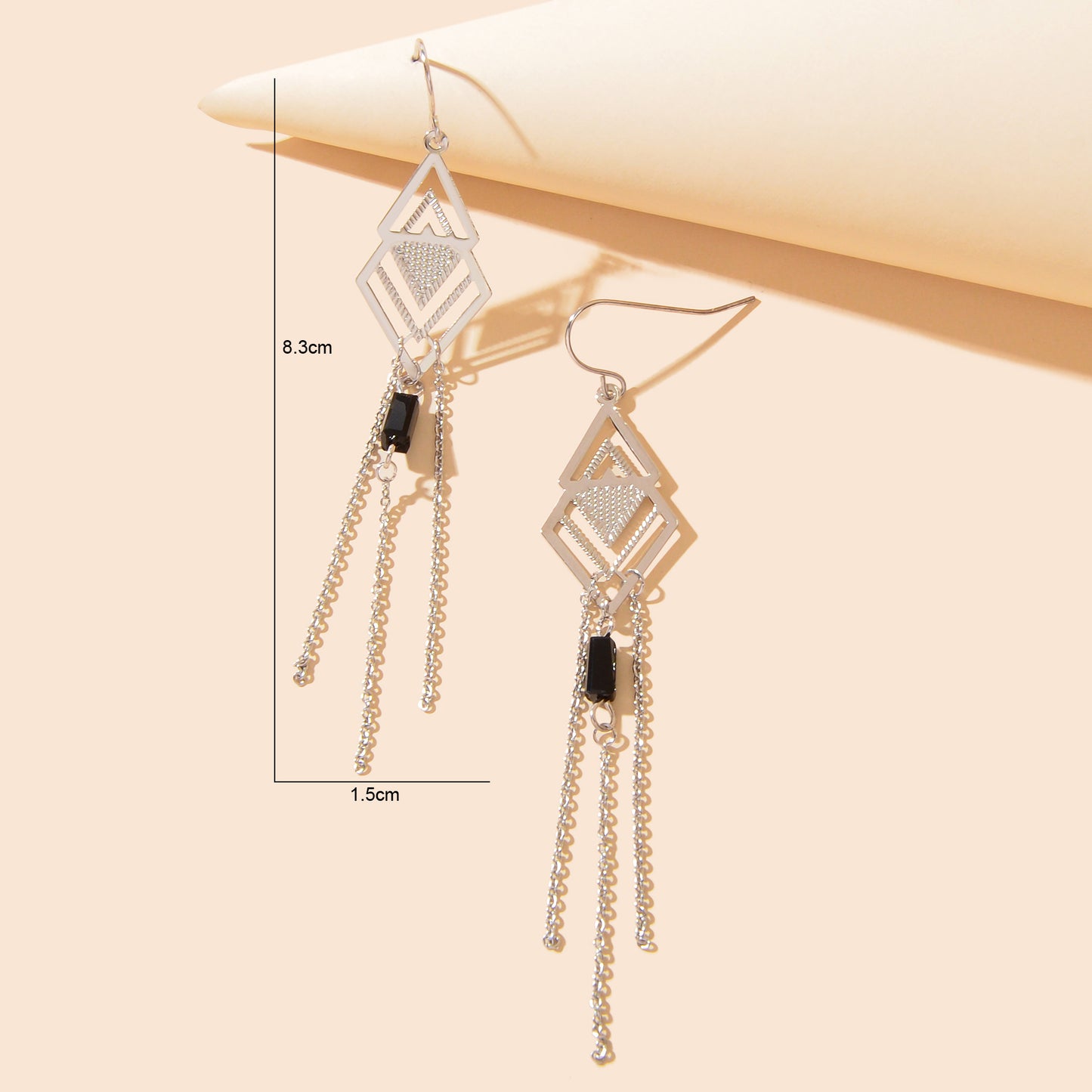 Designer Stylish Jewelry Silvery Geometric Tassel Chain Dangle Earrings for Women
