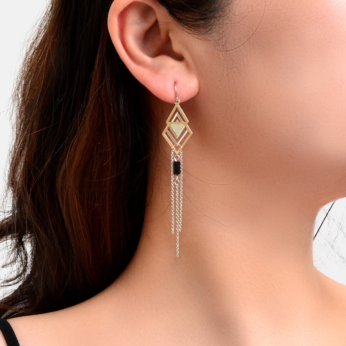 Designer Stylish Jewelry Silvery Geometric Tassel Chain Dangle Earrings for Women
