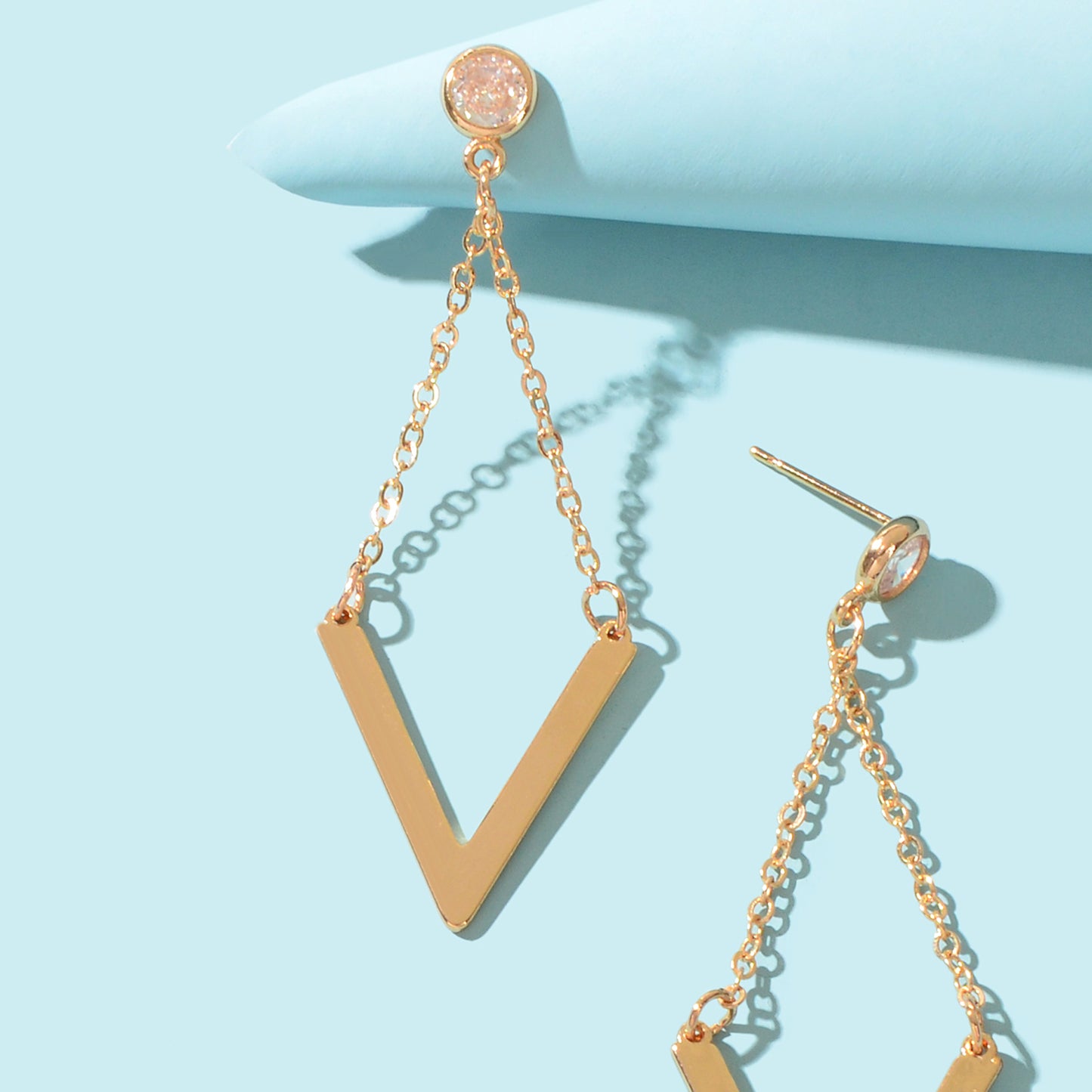 Fashion Golden Chain Rhombus Geometric Dangle Earrings Party School Daily Jewelry