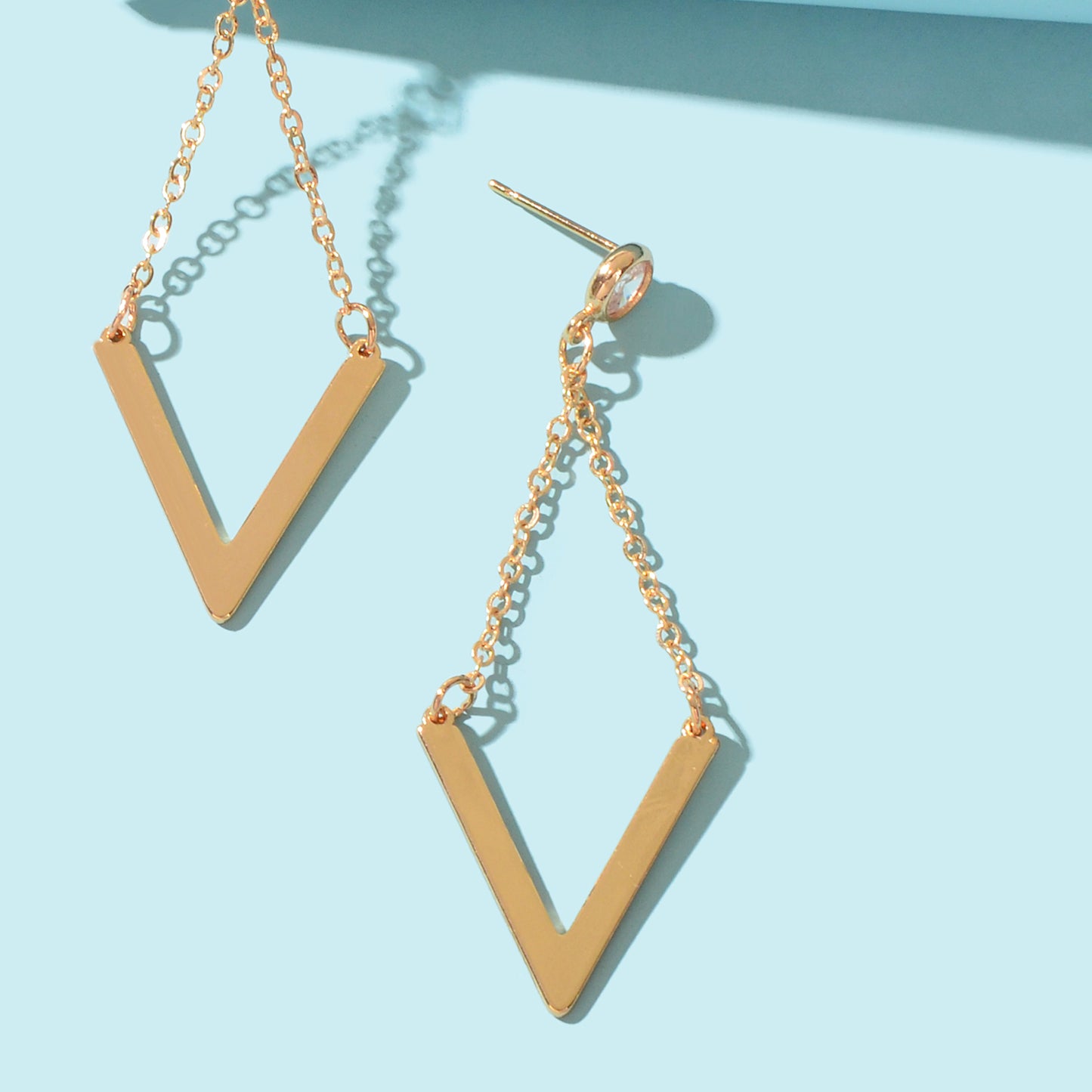 Fashion Golden Chain Rhombus Geometric Dangle Earrings Party School Daily Jewelry