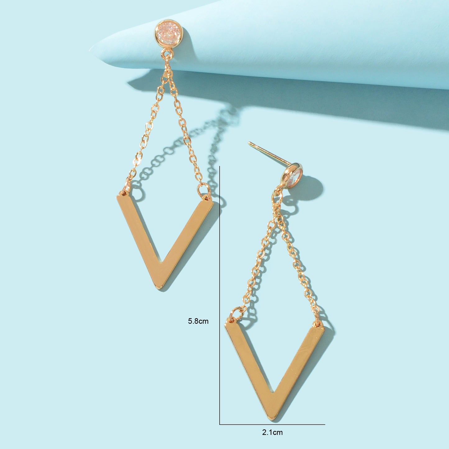 Fashion Golden Chain Rhombus Geometric Dangle Earrings Party School Daily Jewelry