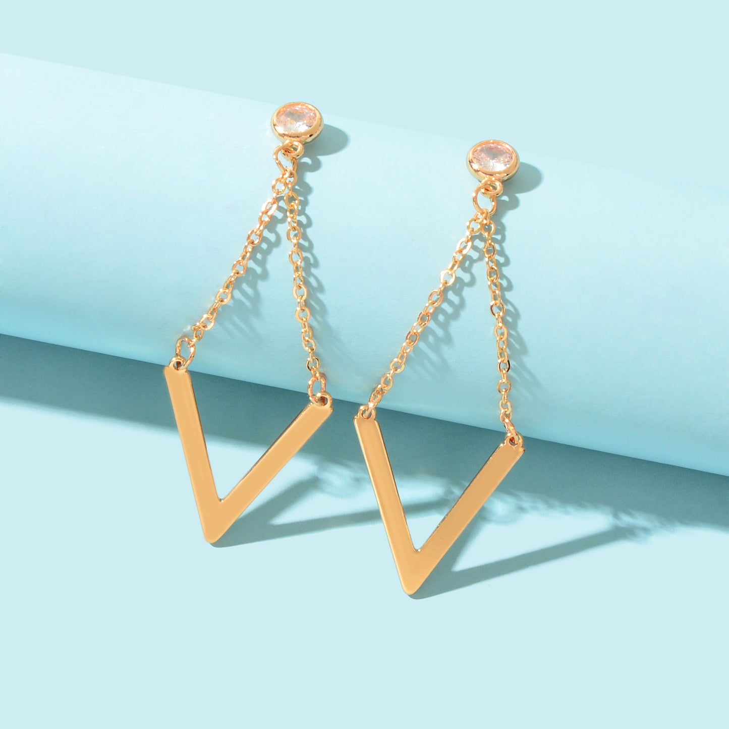 Fashion Golden Chain Rhombus Geometric Dangle Earrings Party School Daily Jewelry
