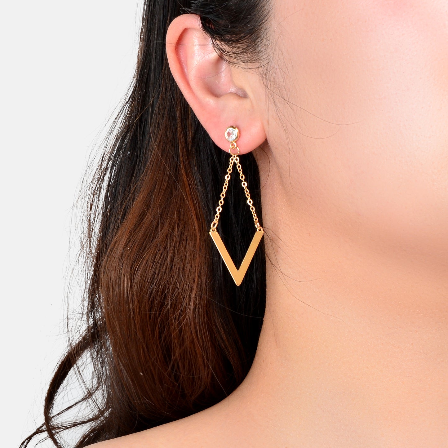 Fashion Golden Chain Rhombus Geometric Dangle Earrings Party School Daily Jewelry
