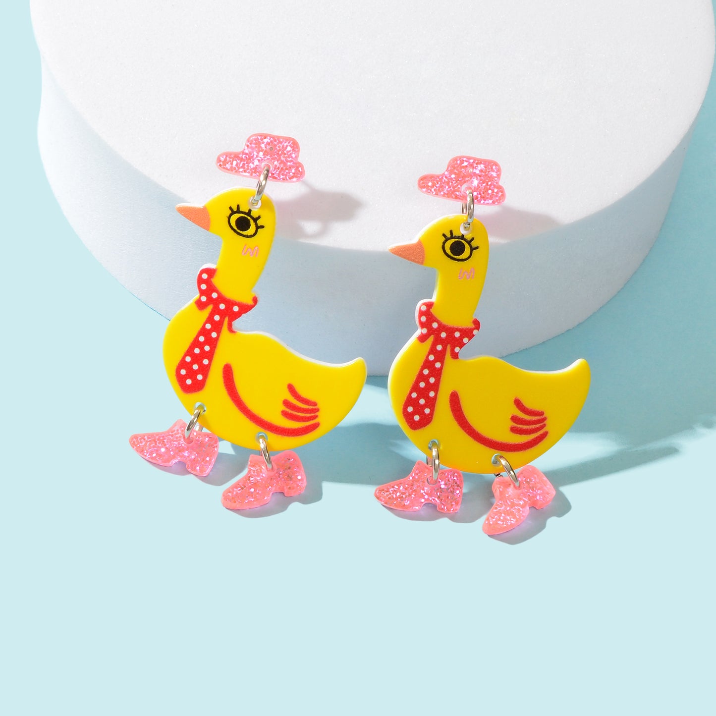 Adorable Duckling Earrings Novelty Duck Dangle Stud Easter Holiday Jewelry Gift