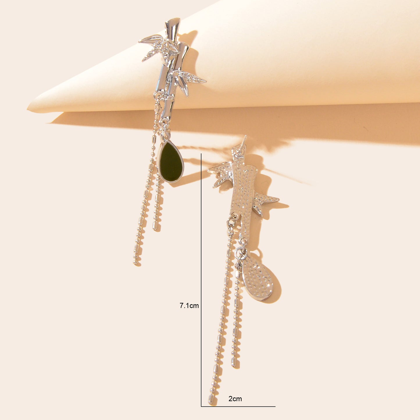 Chinese Style Bamboo Leaf Tassel Water Drop Dangle Earrings Elegant Delicate Party Jewelry