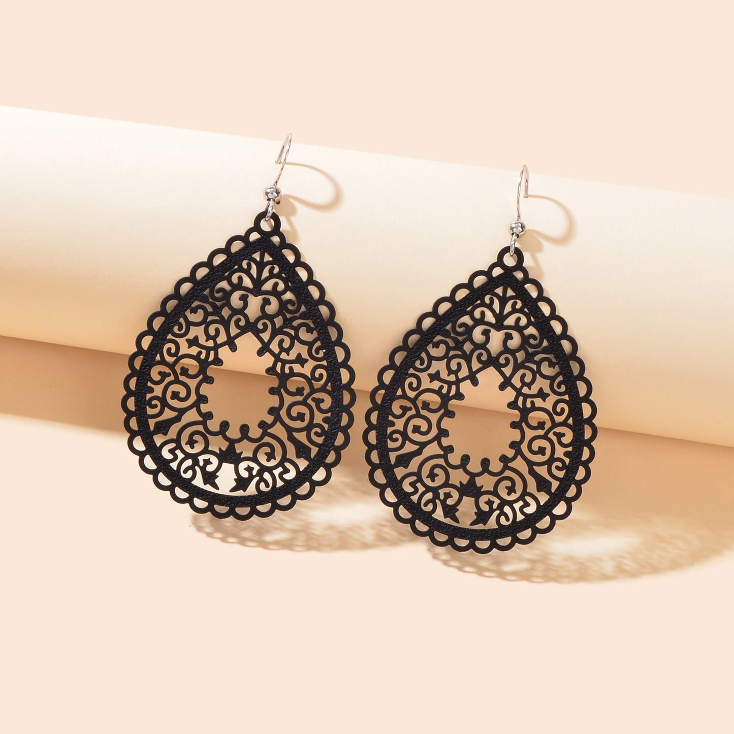 Fashion Hollow Black Green Geometric Water Drop Earrings Party Daily Holiday Jewelry