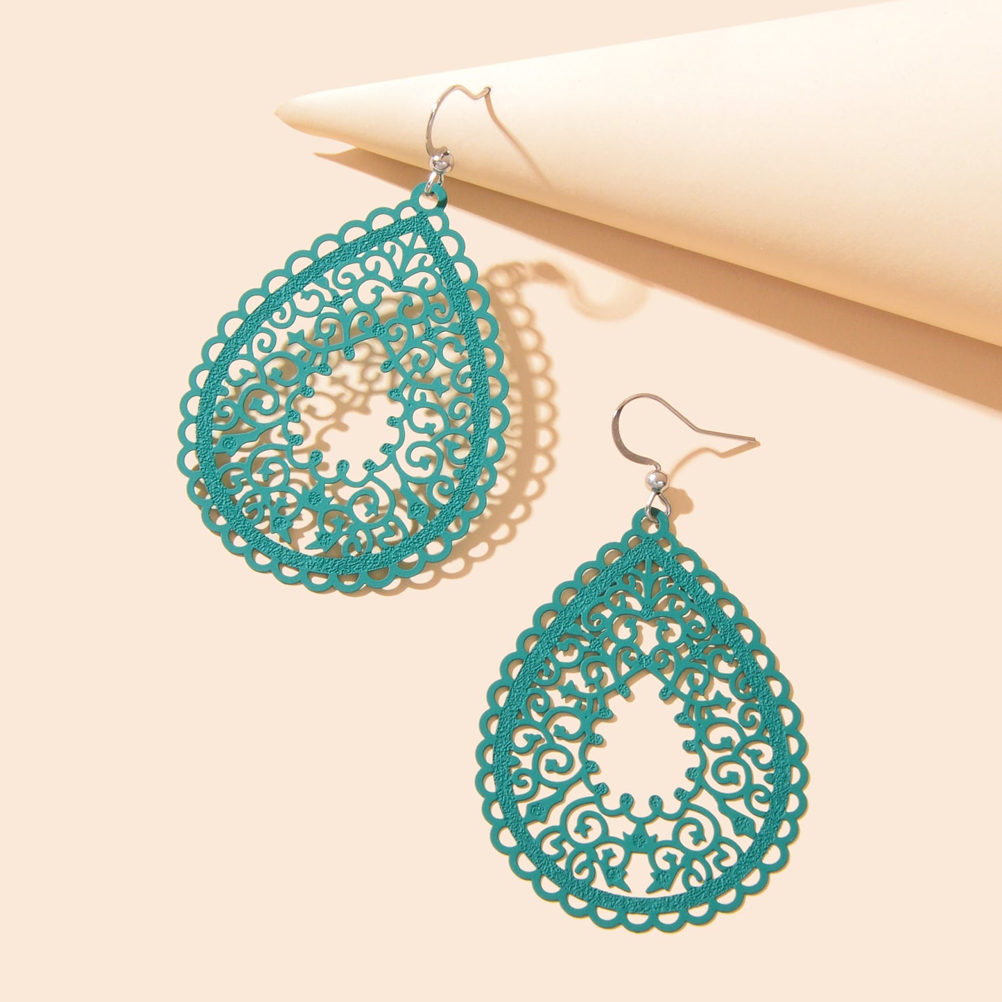 Fashion Hollow Black Green Geometric Water Drop Earrings Party Daily Holiday Jewelry