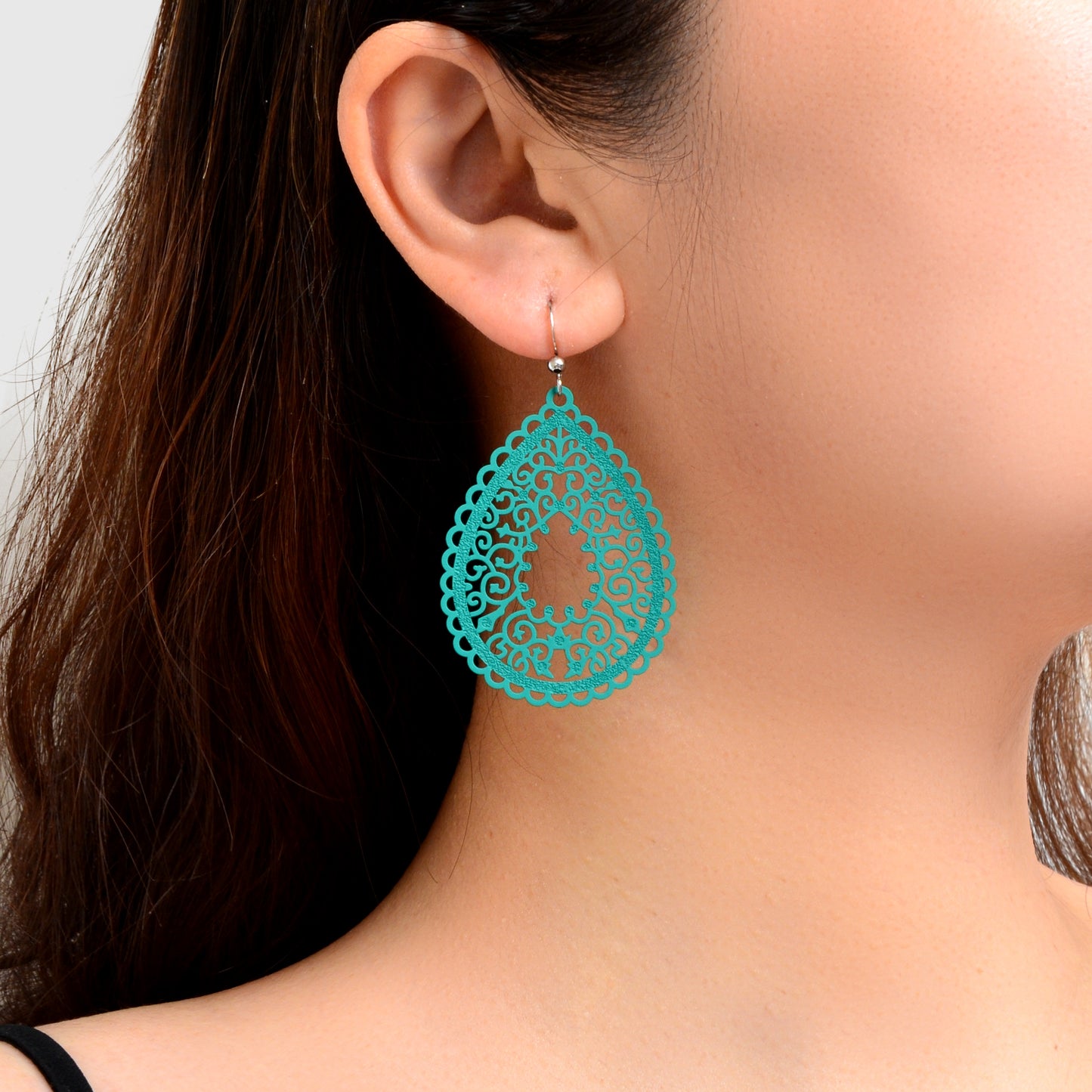 Fashion Hollow Black Green Geometric Water Drop Earrings Party Daily Holiday Jewelry
