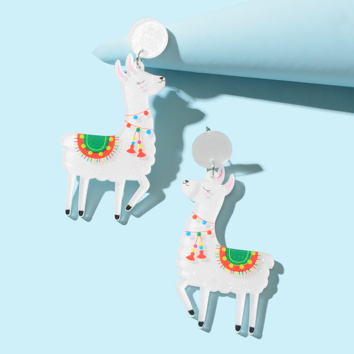White Acrylic Lovely Sheep Dangle Lamb Earrings Cartoon Design Geometric Jewelry