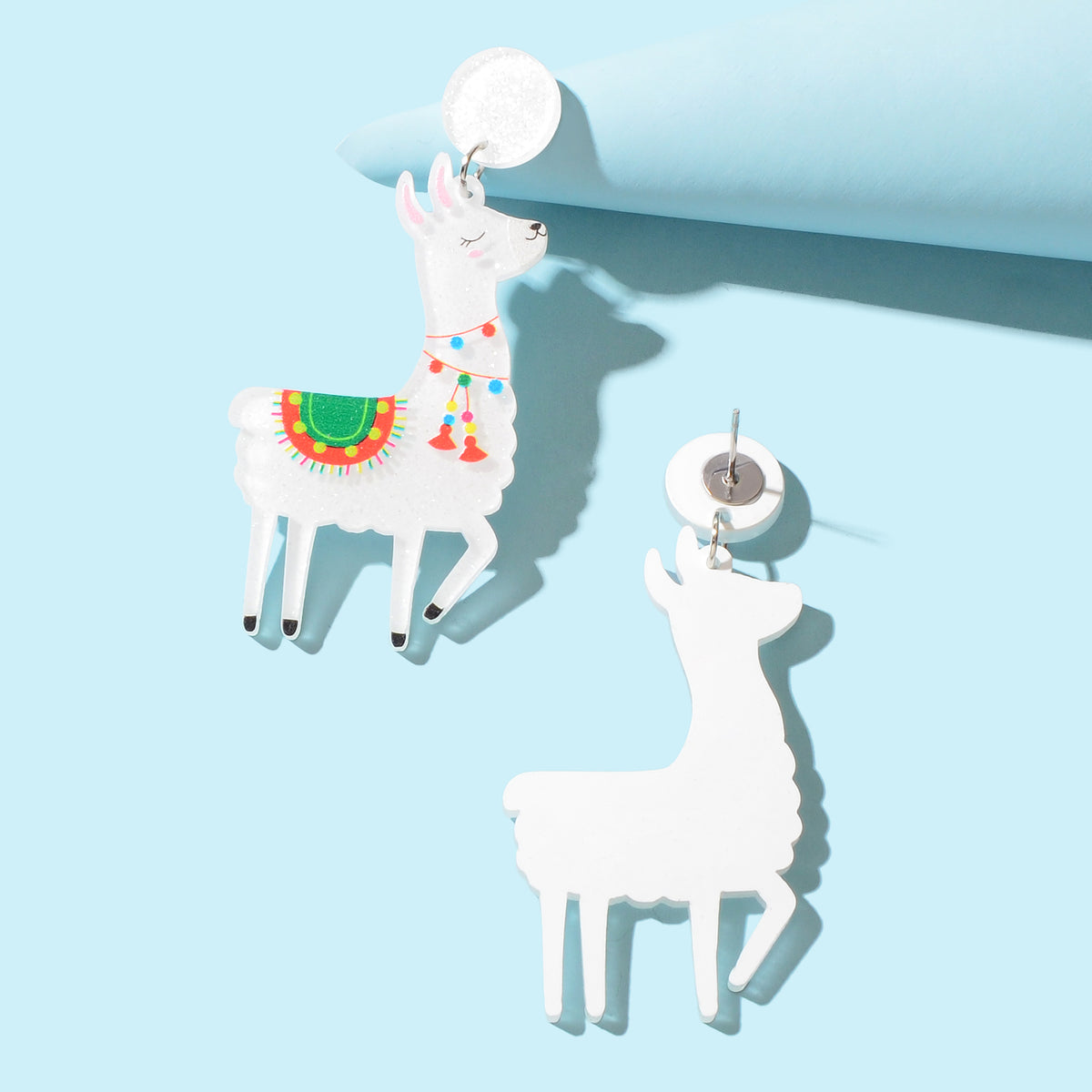 White Acrylic Lovely Sheep Dangle Lamb Earrings Cartoon Design Geometric Jewelry