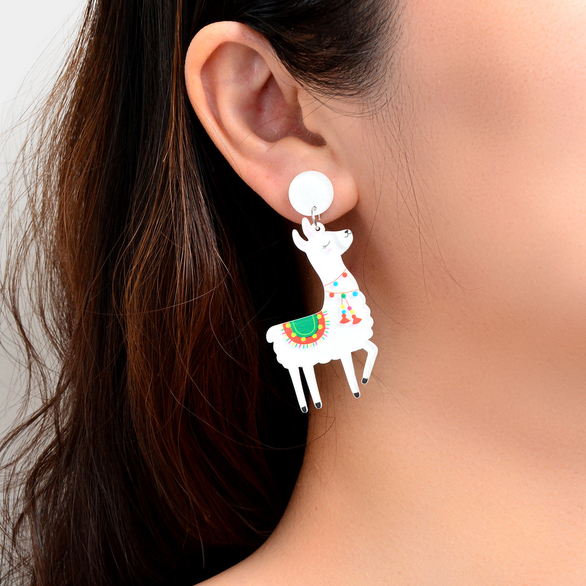 White Acrylic Lovely Sheep Dangle Lamb Earrings Cartoon Design Geometric Jewelry