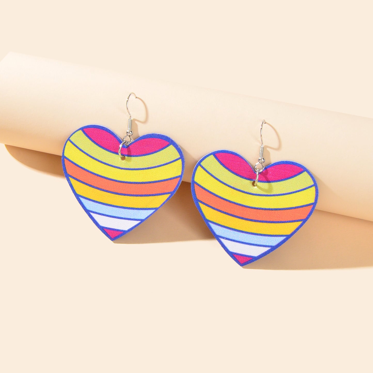 Sweet Colorful Heart PU Leather Dangle Earrings Women Party Daily Vacation Jewelry