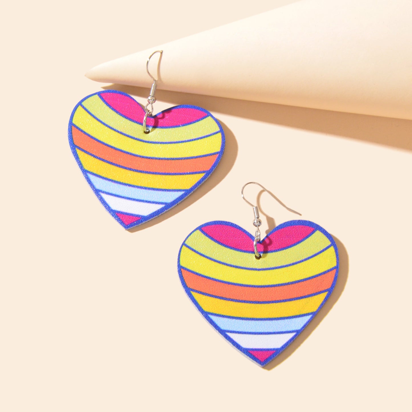 Sweet Colorful Heart PU Leather Dangle Earrings Women Party Daily Vacation Jewelry