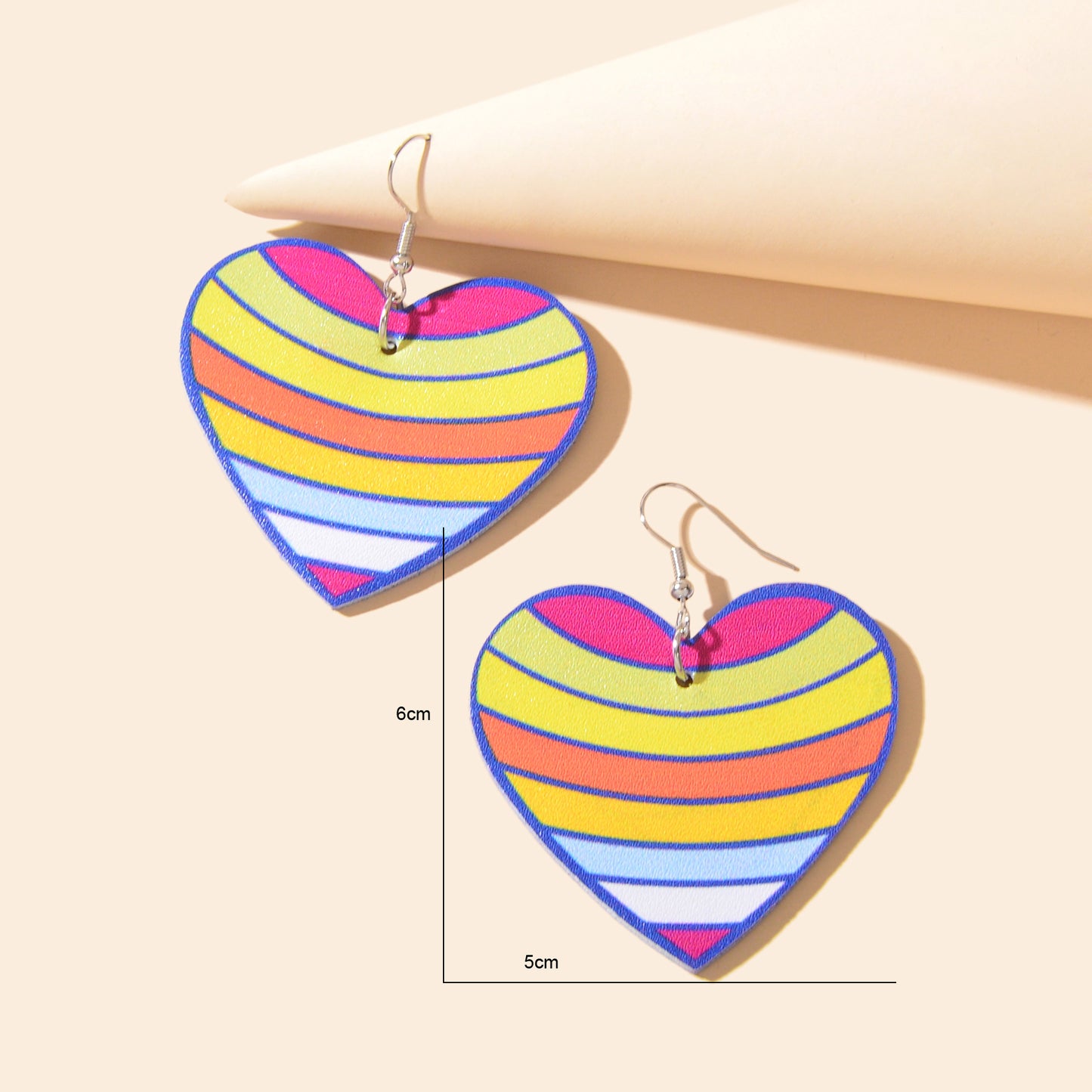 Sweet Colorful Heart PU Leather Dangle Earrings Women Party Daily Vacation Jewelry