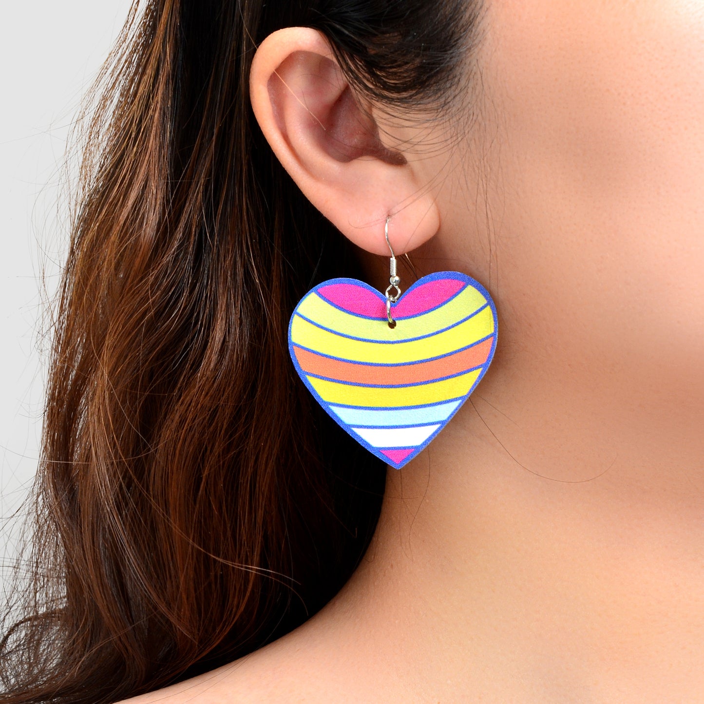 Sweet Colorful Heart PU Leather Dangle Earrings Women Party Daily Vacation Jewelry