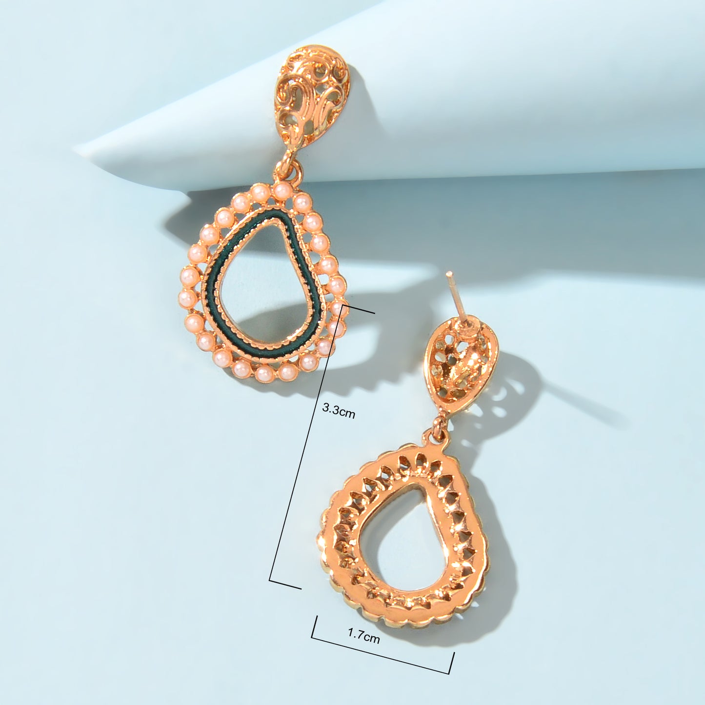 Trendy Daily Jewellery Pearl Decoration Gold Hollow Geometric Dangle Earrings