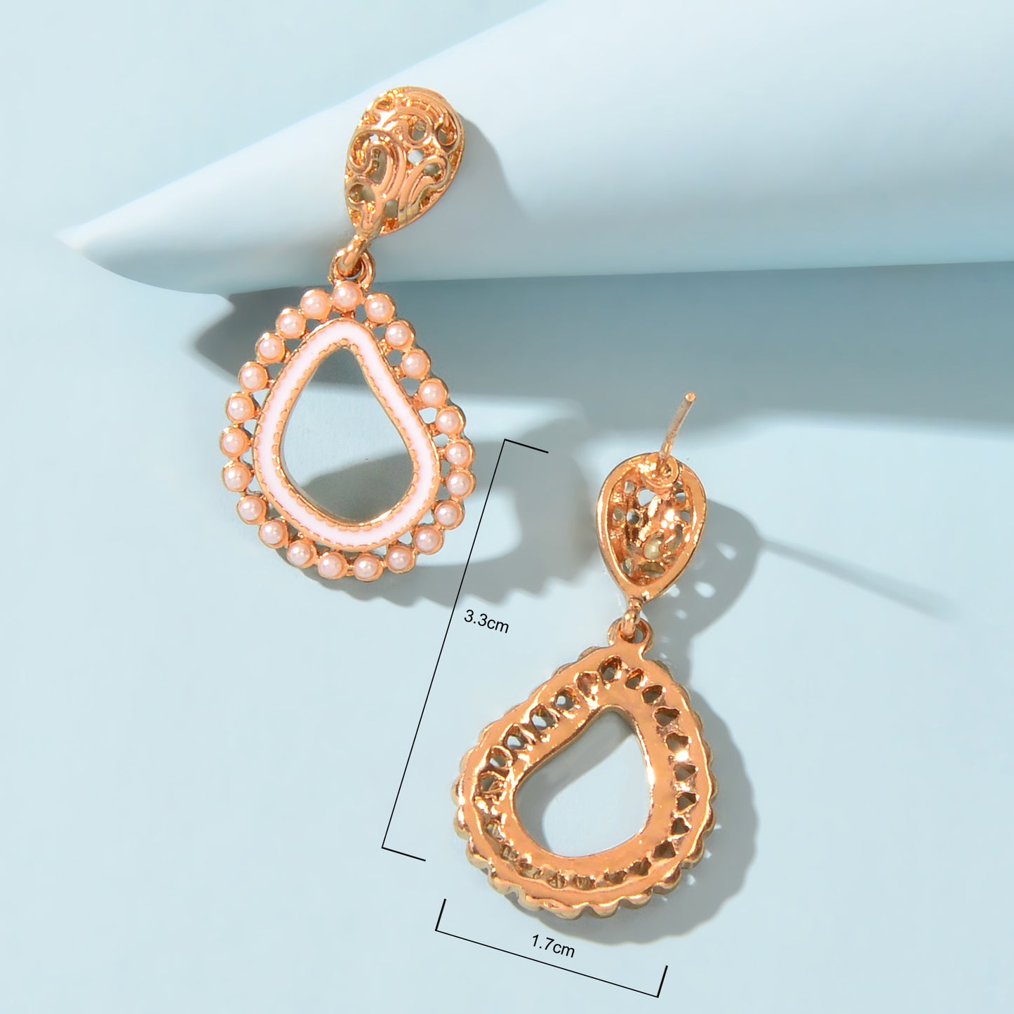 Trendy Daily Jewellery Pearl Decoration Gold Hollow Geometric Dangle Earrings