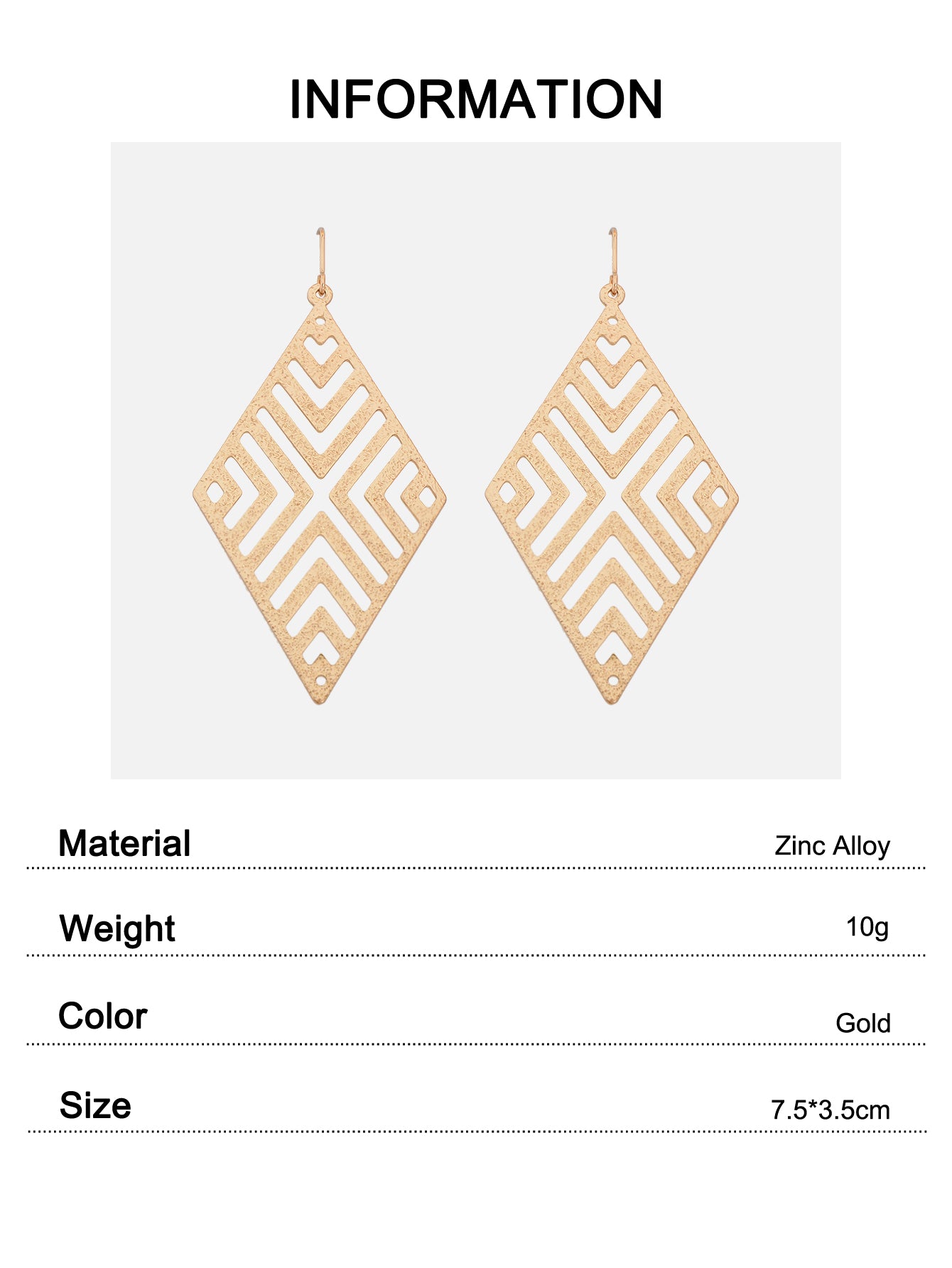 Hollow out Geometric Rhombus Drop Earrings Chic Ear Hook Boutique Jewellery