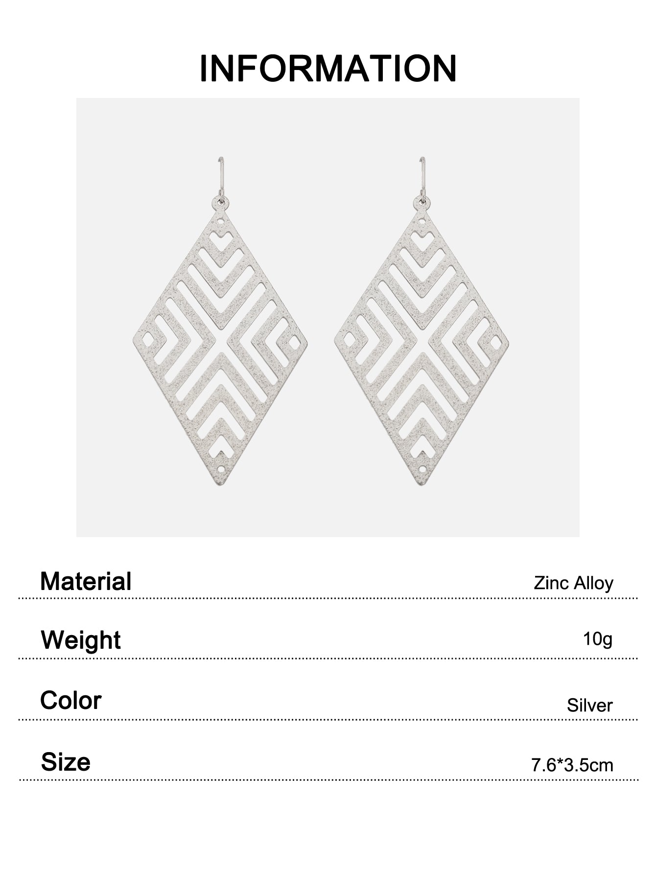 Hollow out Geometric Rhombus Drop Earrings Chic Ear Hook Boutique Jewellery