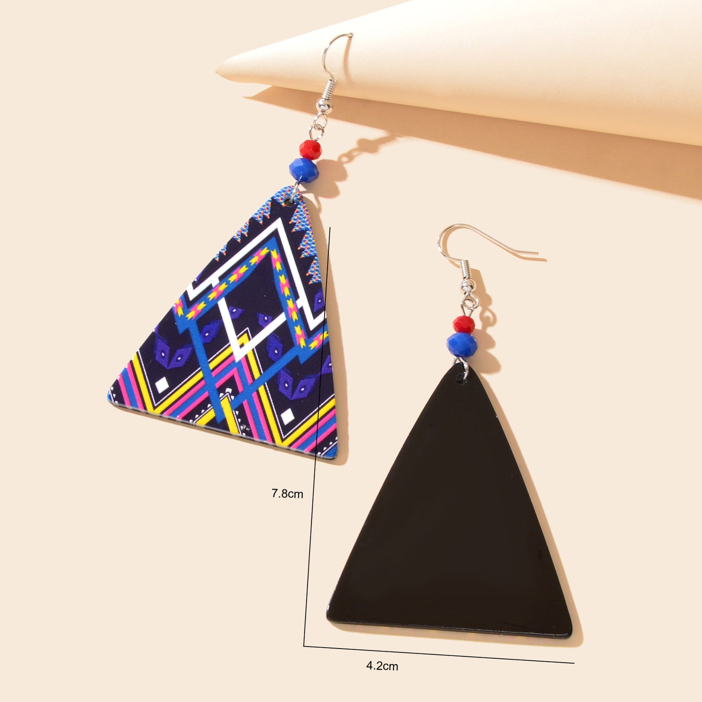 Bohemia Colorful Geometric Pattern Triangle Geometric Acrylic Dangle Earrings