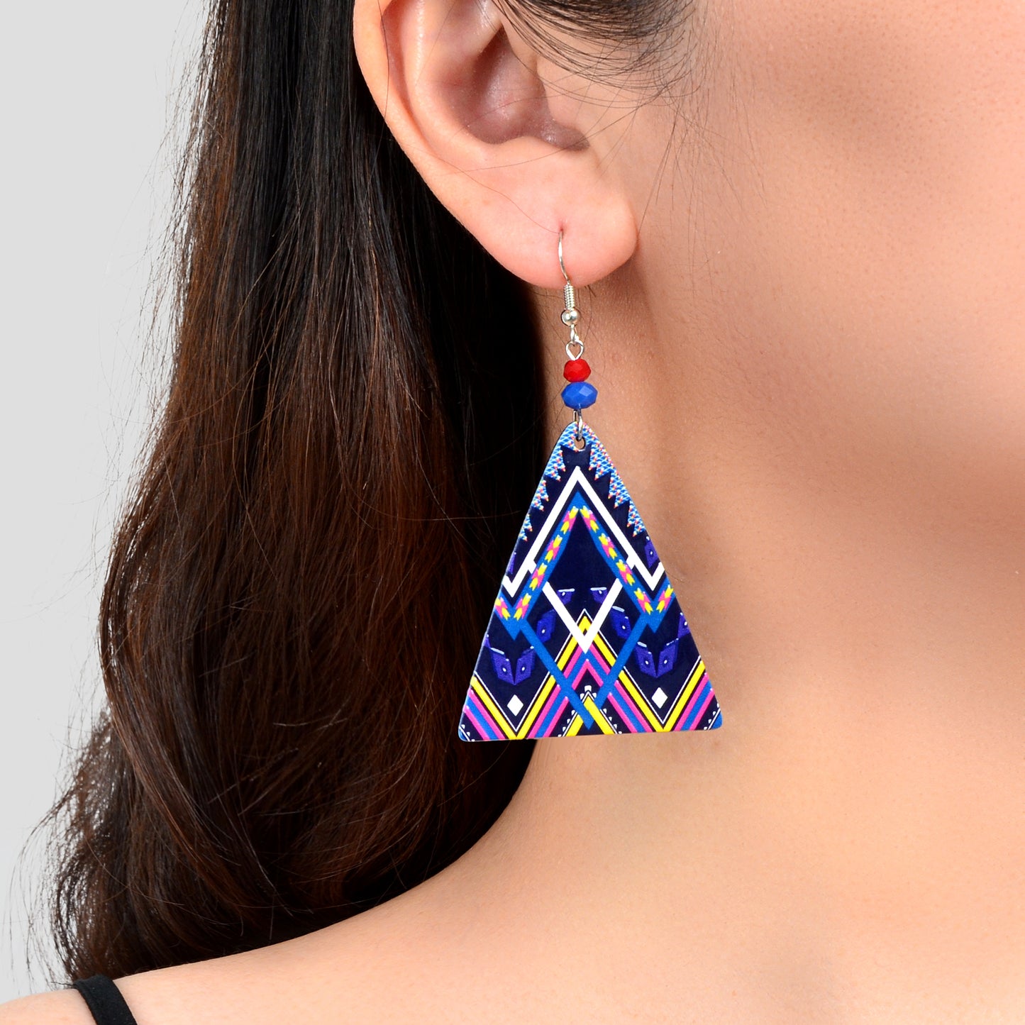 Bohemia Colorful Geometric Pattern Triangle Geometric Acrylic Dangle Earrings