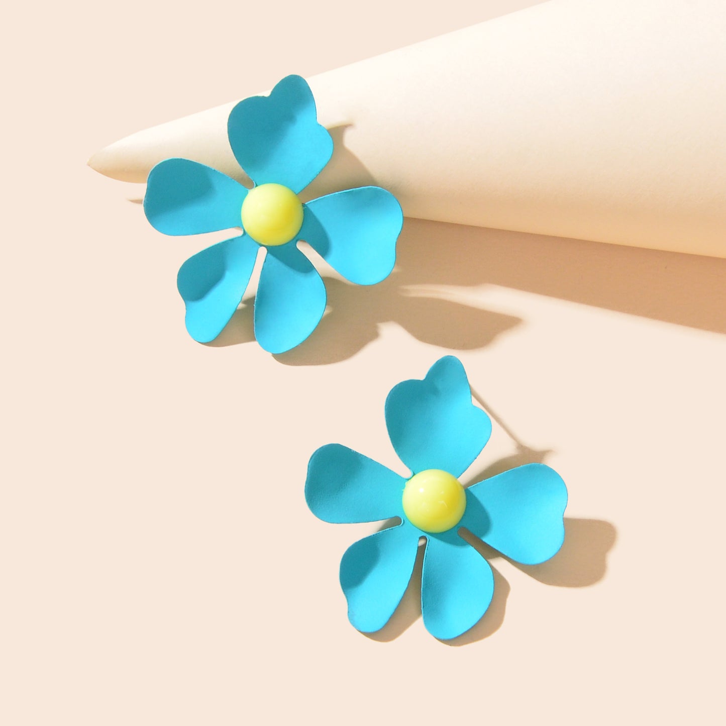 Romantic Blue Pink Flower Stud Earrings for Women Party Daily Holiday Jewelry