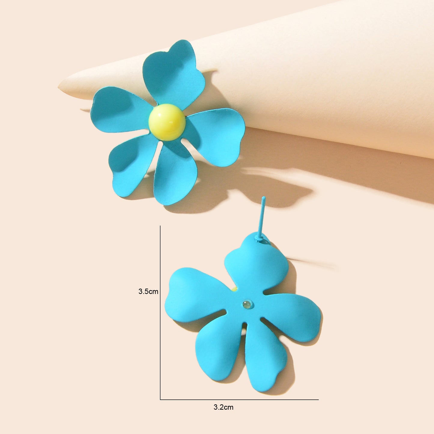 Romantic Blue Pink Flower Stud Earrings for Women Party Daily Holiday Jewelry