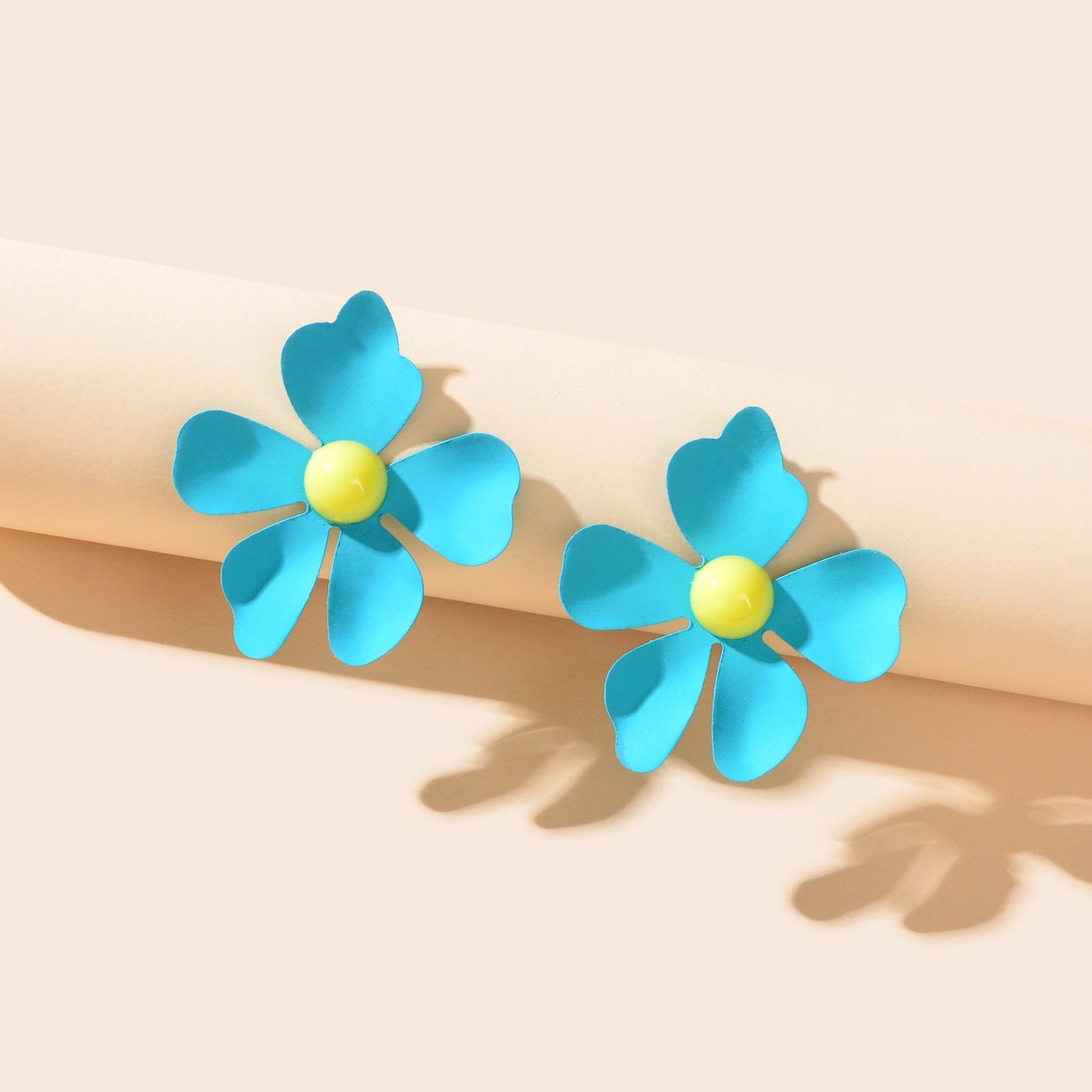 Romantic Blue Pink Flower Stud Earrings for Women Party Daily Holiday Jewelry