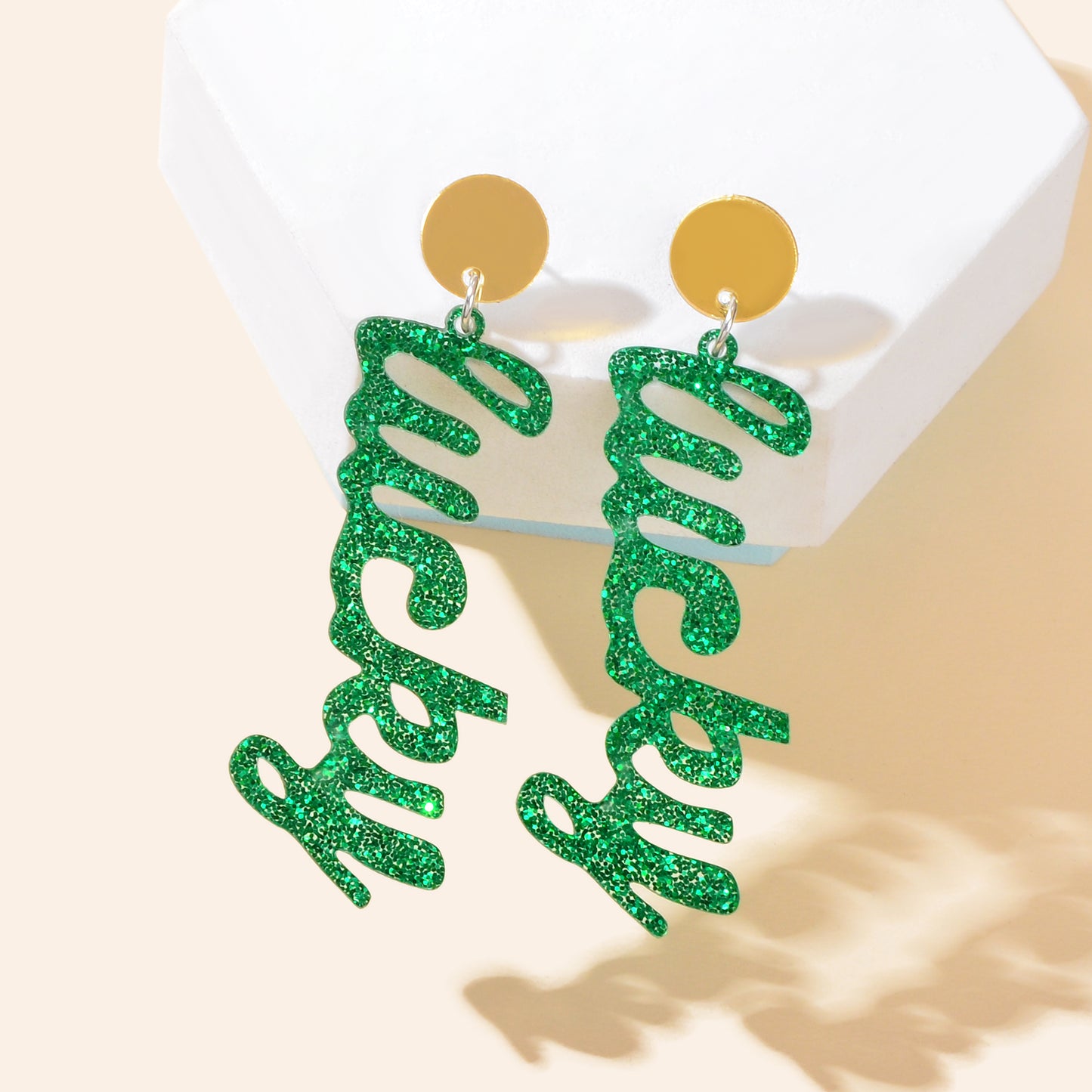 Fashion Acrylic Green Letter Drop Earrings for Women Festival Party Jewelry