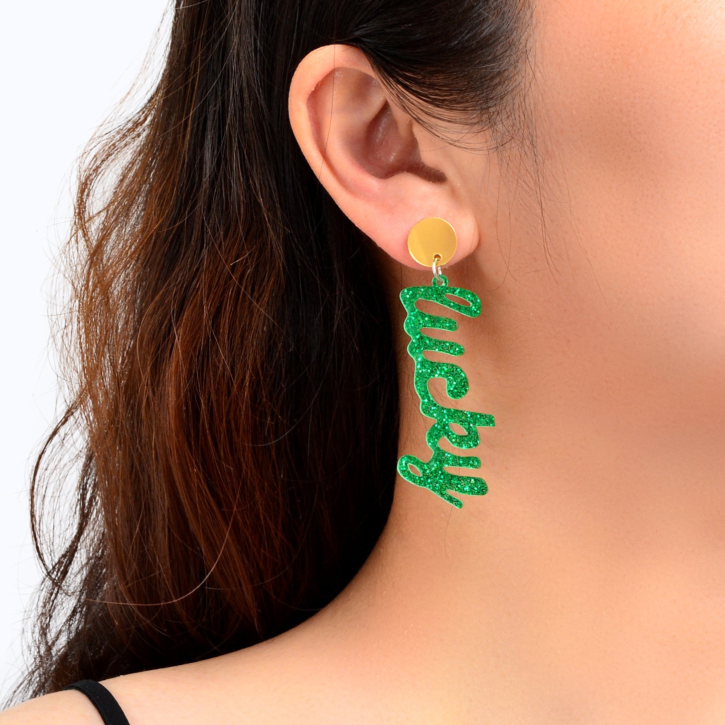 Fashion Acrylic Green Letter Drop Earrings for Women Festival Party Jewelry