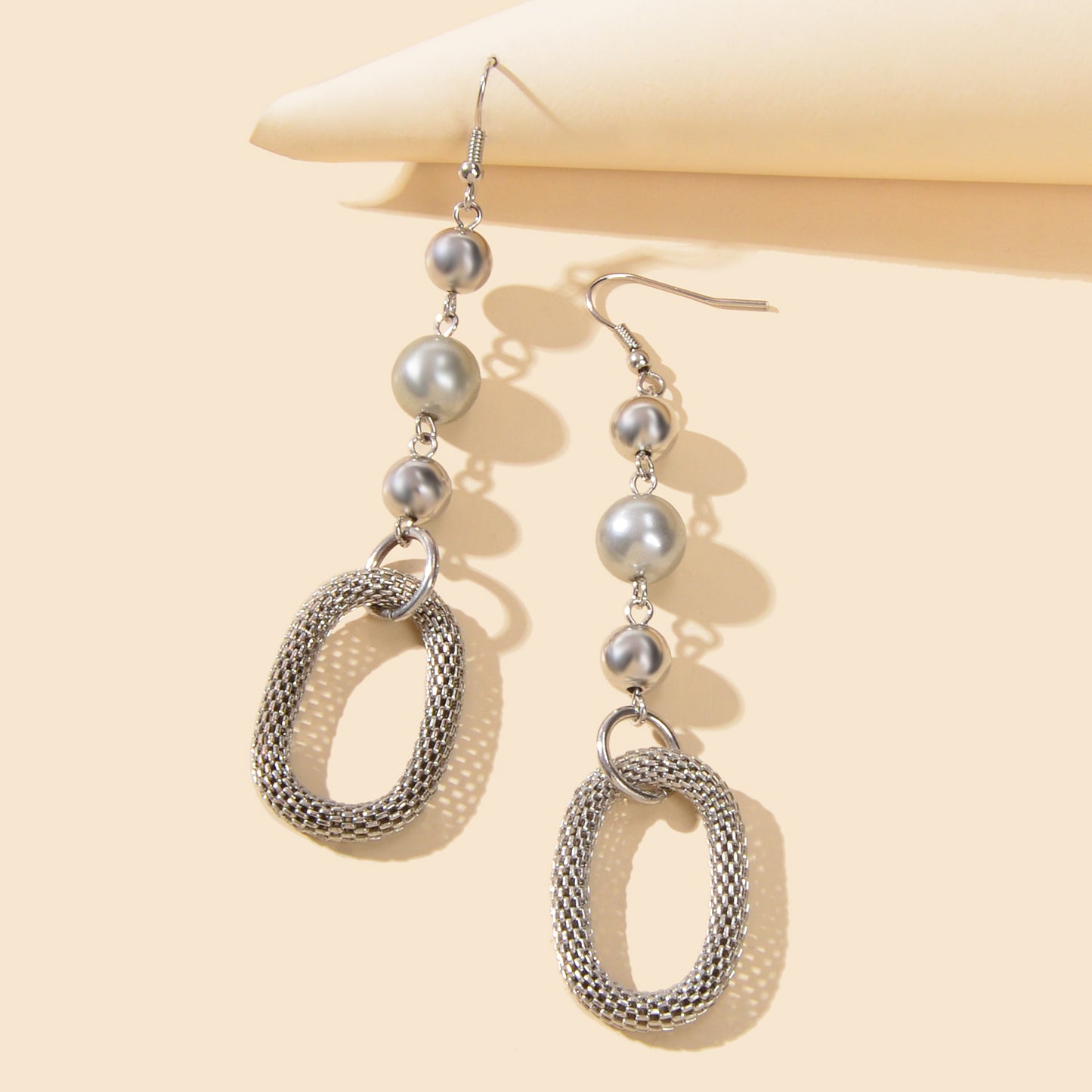 Party Decoration Punk Silver Beads Circle Dangle Statement Women Earrings Gift