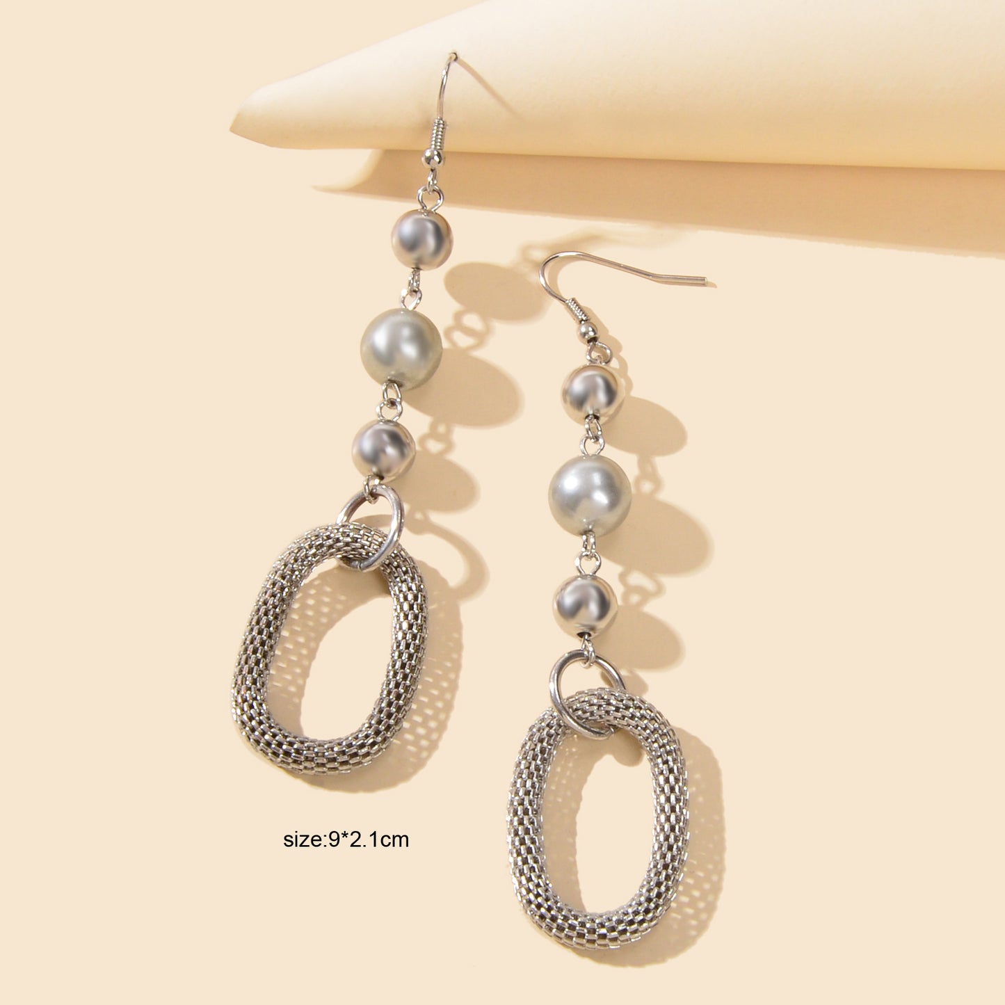 Party Decoration Punk Silver Beads Circle Dangle Statement Women Earrings Gift