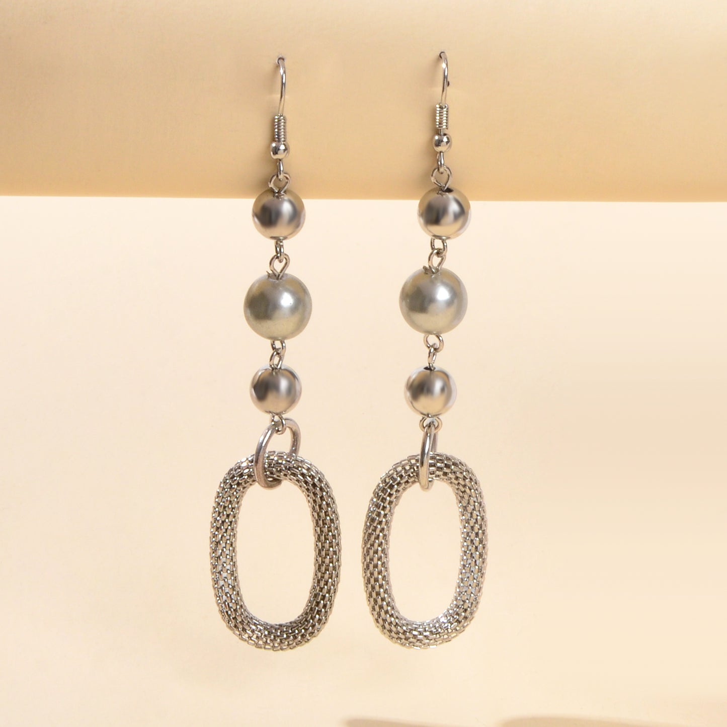 Party Decoration Punk Silver Beads Circle Dangle Statement Women Earrings Gift