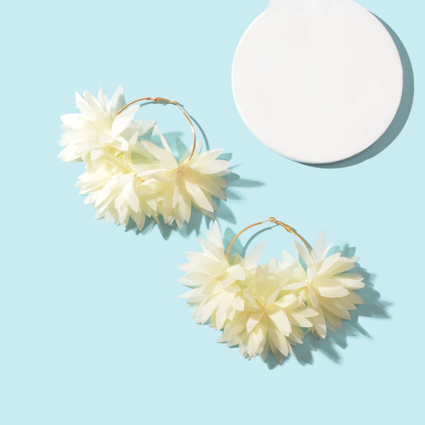 Lace Fabric Flower Big Hoop Exaggerated Earrings Girl Holiday Bohemian Jewellery