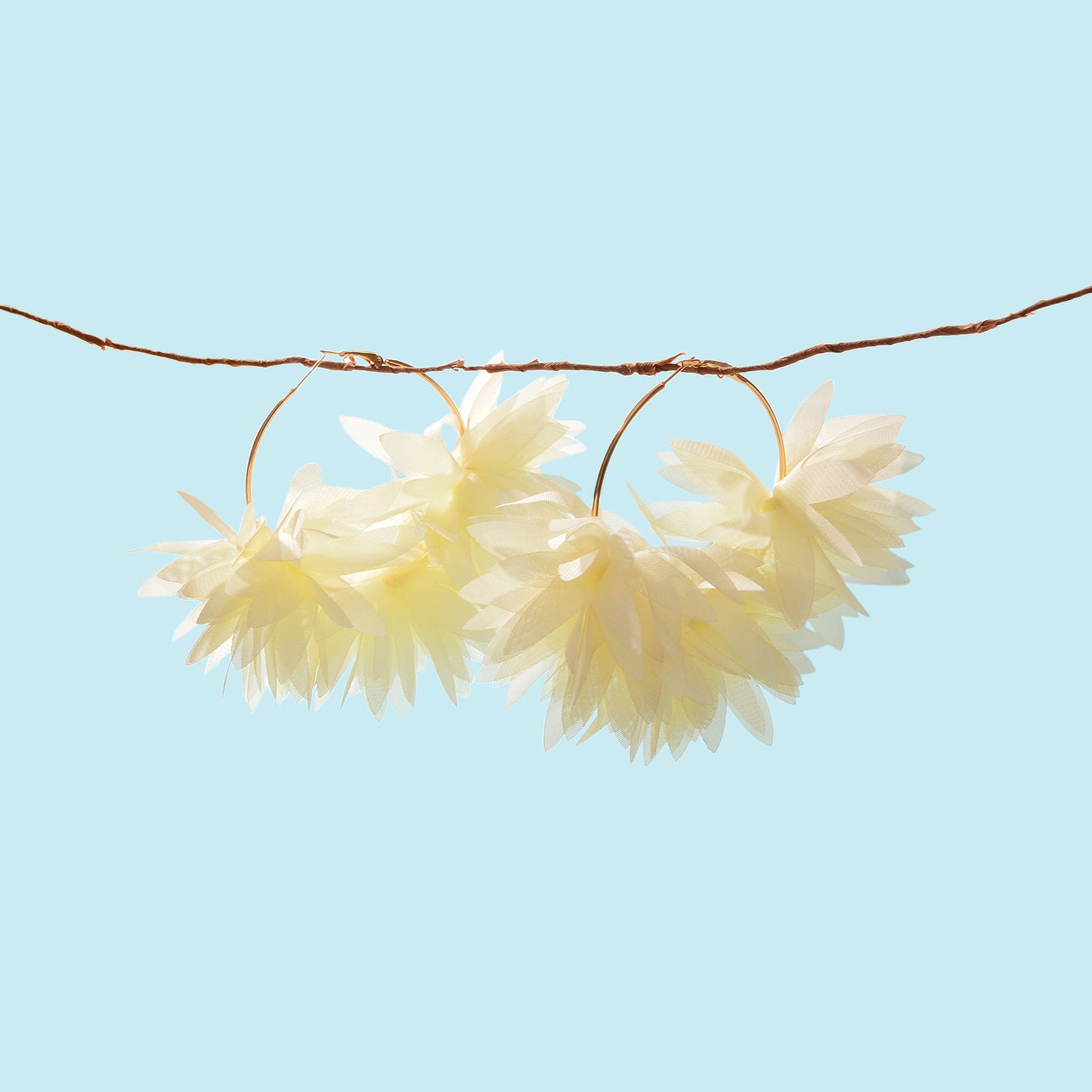 Lace Fabric Flower Big Hoop Exaggerated Earrings Girl Holiday Bohemian Jewellery