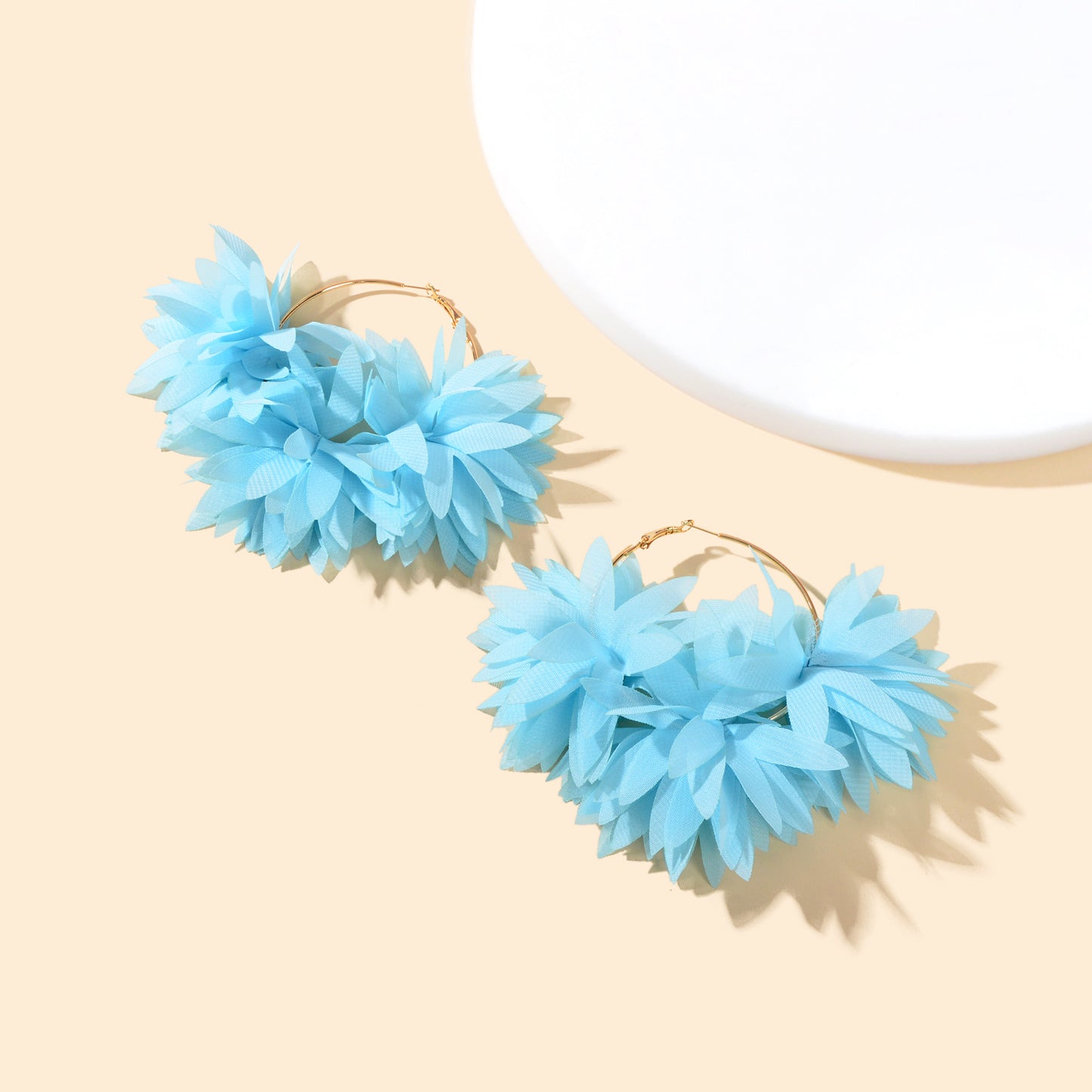 Lace Fabric Flower Big Hoop Exaggerated Earrings Girl Holiday Bohemian Jewellery