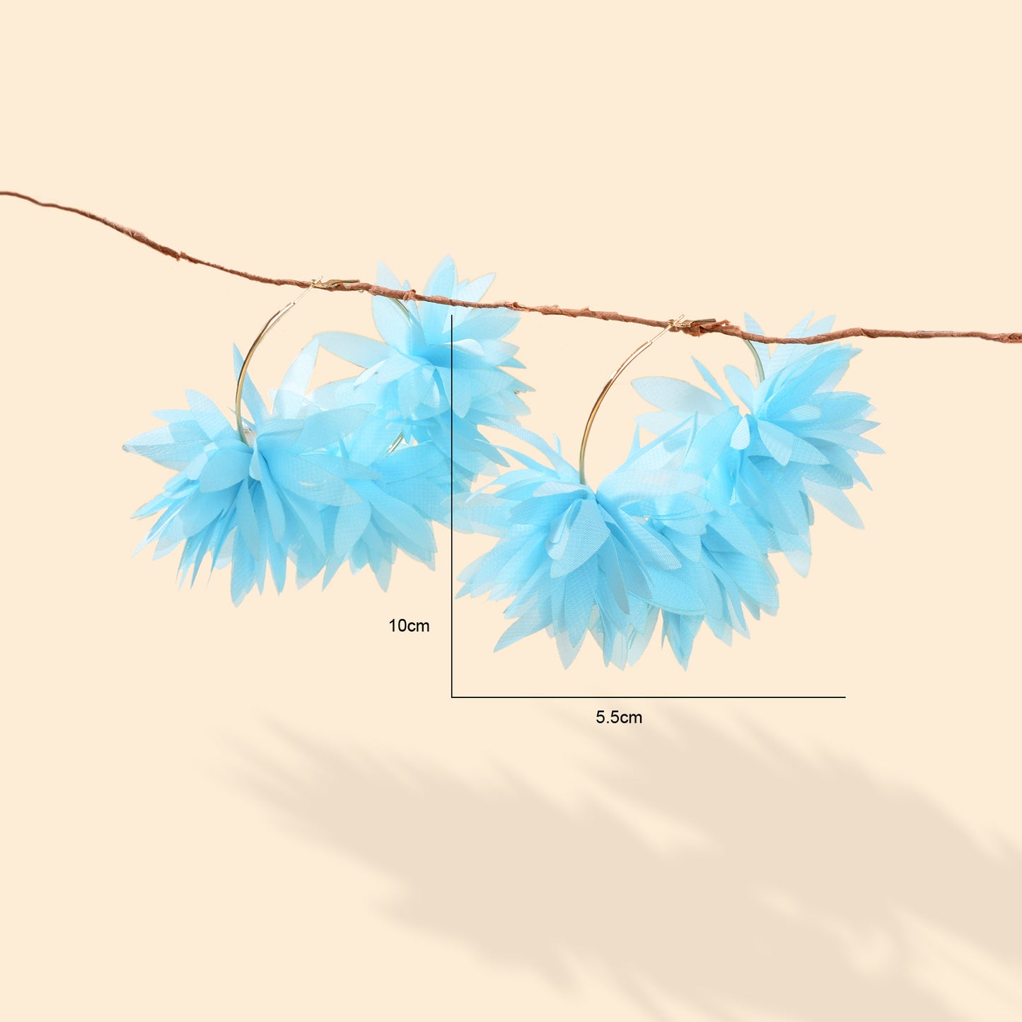 Lace Fabric Flower Big Hoop Exaggerated Earrings Girl Holiday Bohemian Jewellery