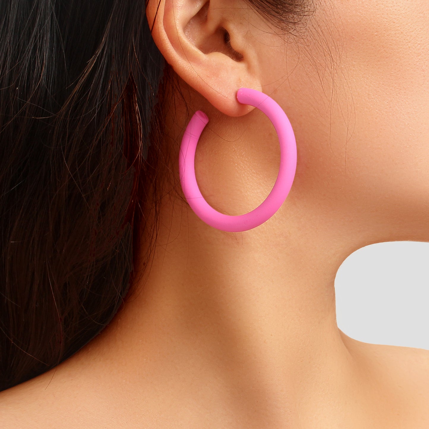 Candy Colour Hot Pink Green Acrylic Circle Hoop Earrings Girls Y2k Style Jewelry