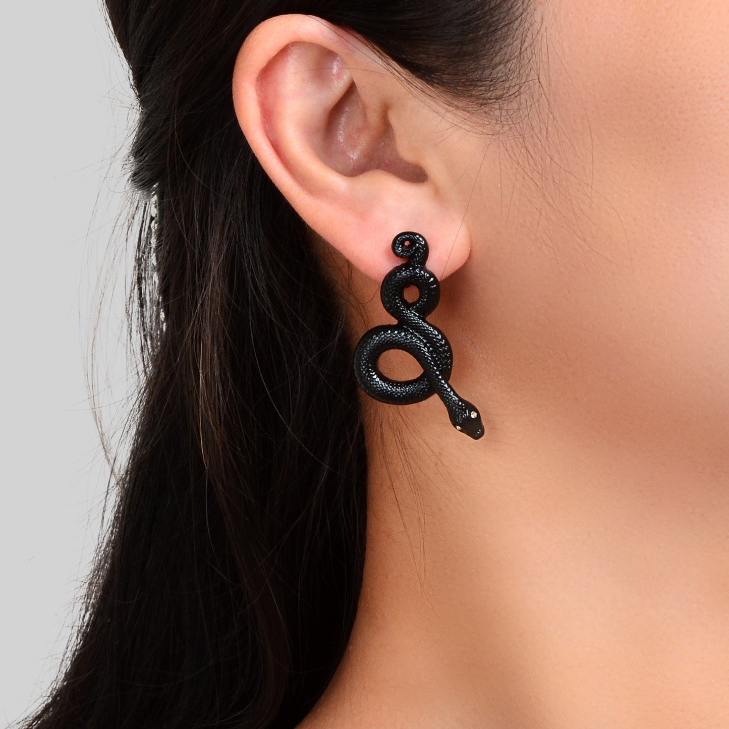Punk Rock Black Snake Stud Earrings Vintage Gothic Cosplay Music Festival Jewelry