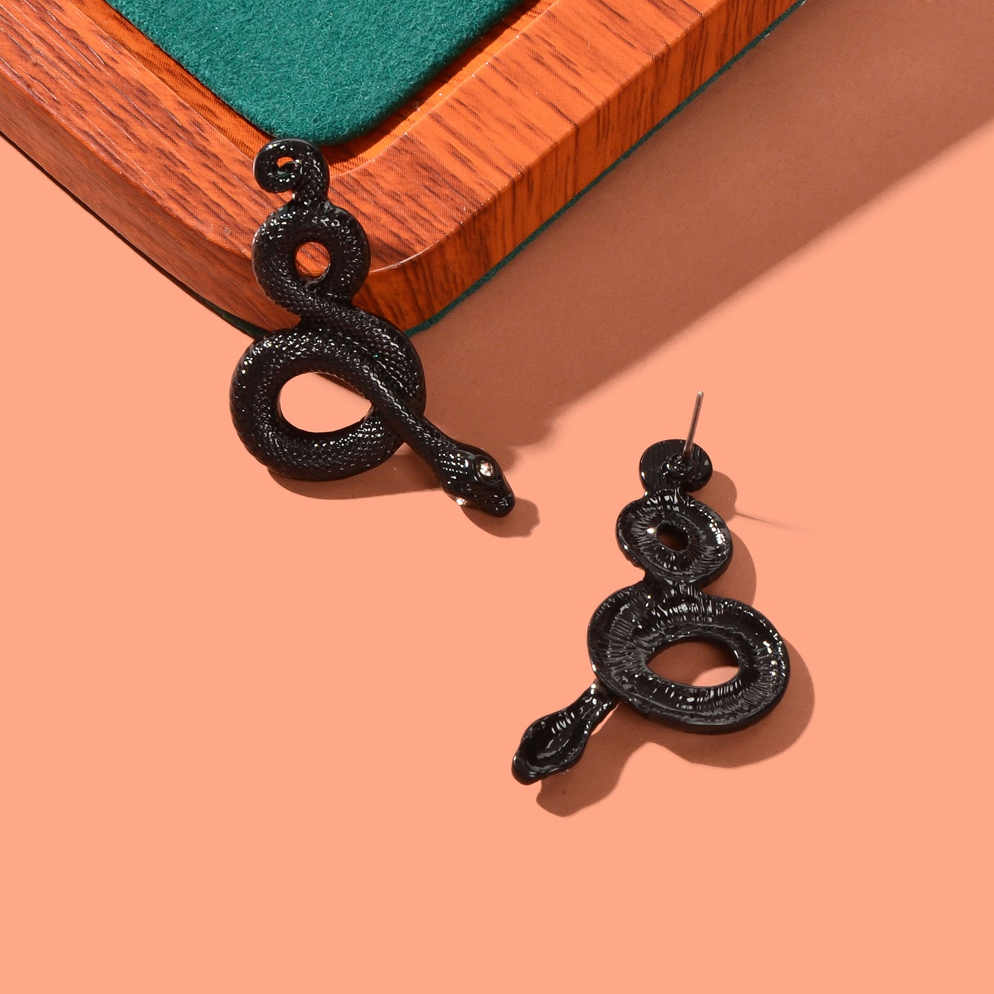 Punk Rock Black Snake Stud Earrings Vintage Gothic Cosplay Music Festival Jewelry