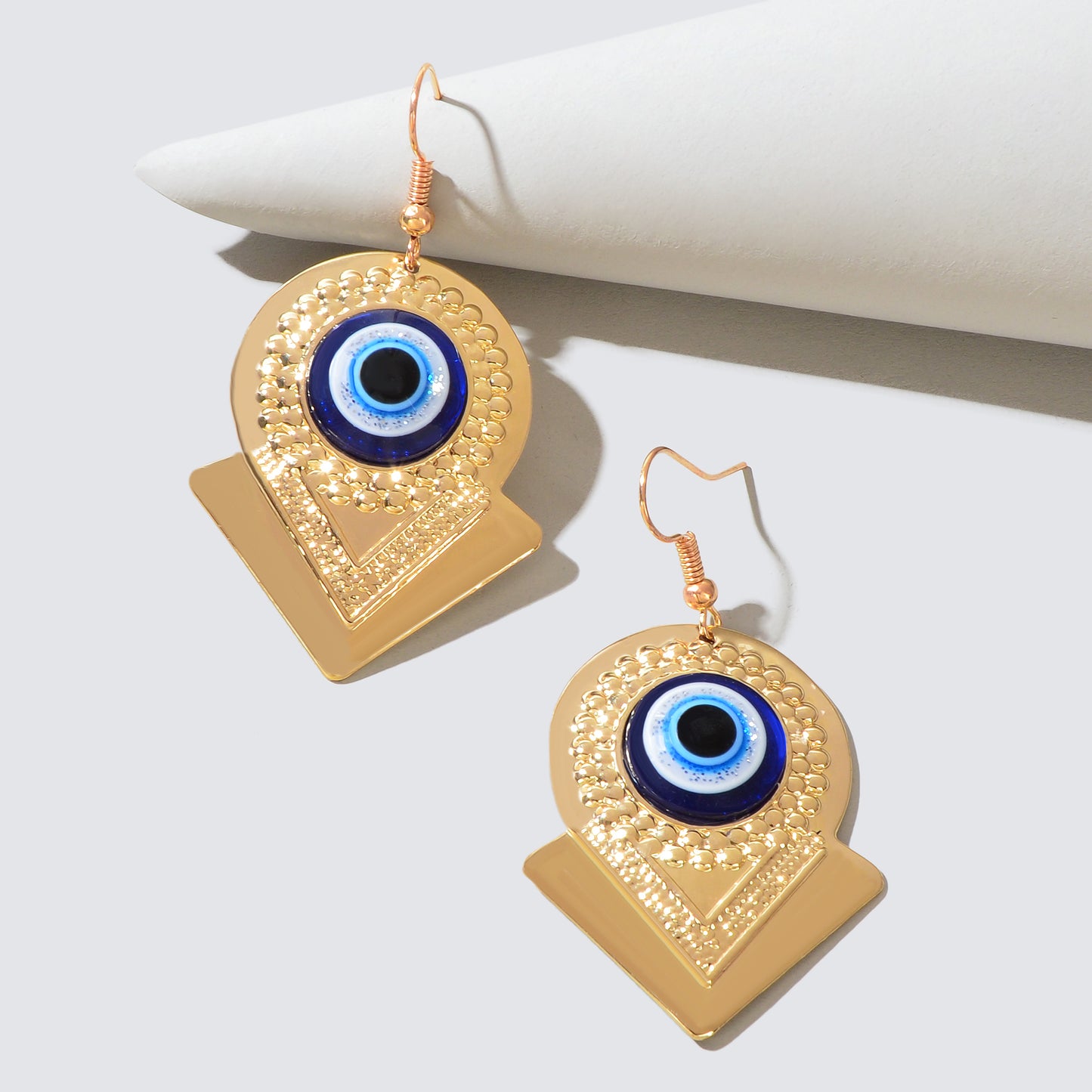 Stylish Blue Eye Golden Round Arrow Dangle Earrings for Women Party Daily Jewelry