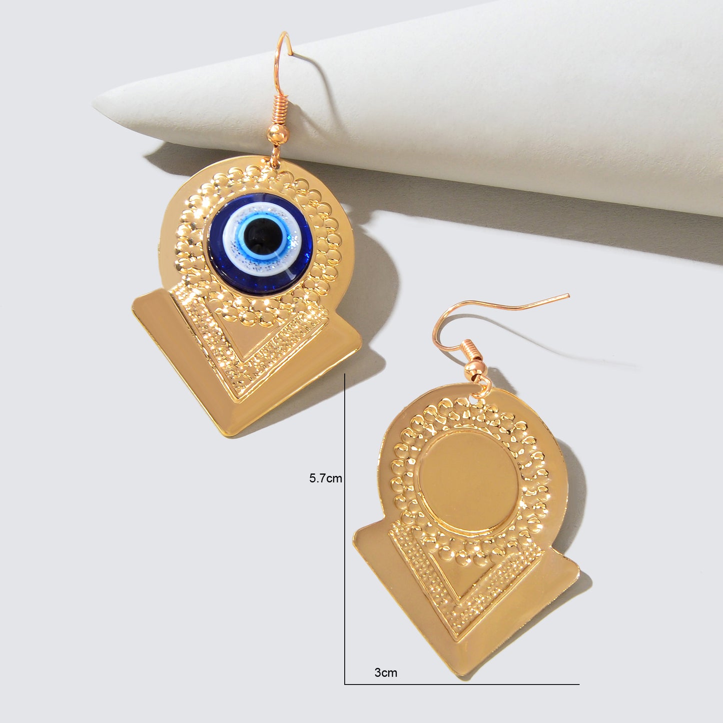 Stylish Blue Eye Golden Round Arrow Dangle Earrings for Women Party Daily Jewelry