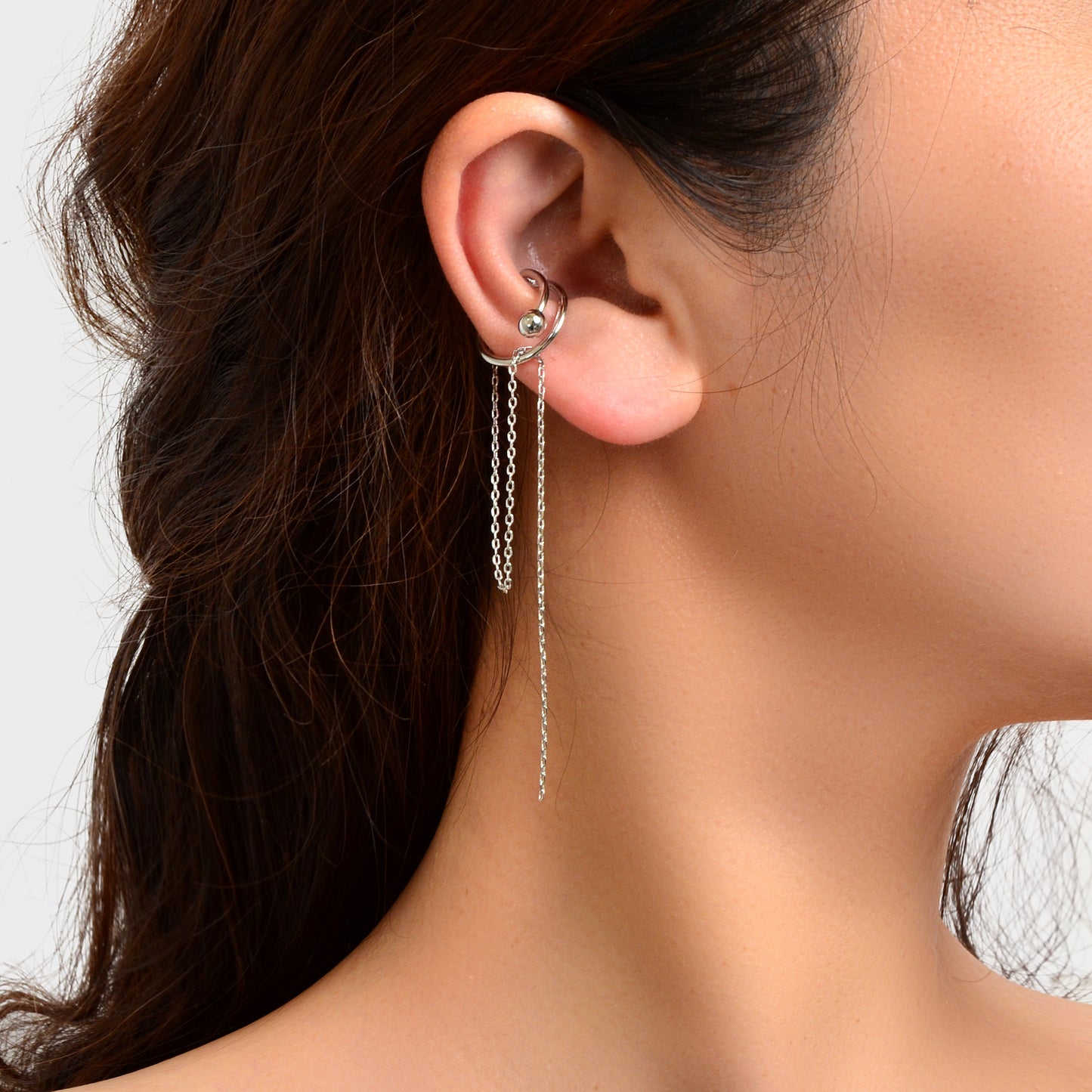 1 pc Ear Cuff Non Piercing Wrap Cartilage Silver Long Chain Tassel Line Earring