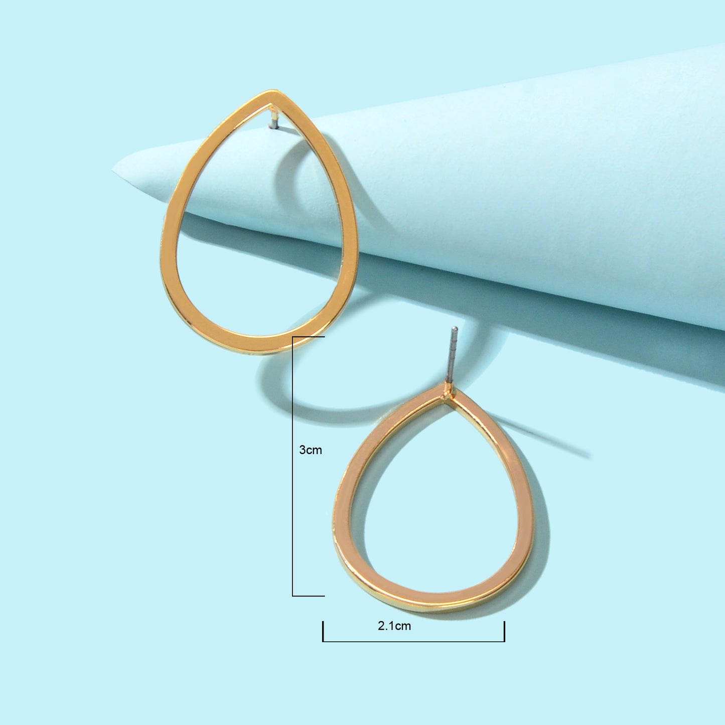 Minimalist Ladies Jewellery Gold Hollow Metal Pierced Water Drop Stud Earrings