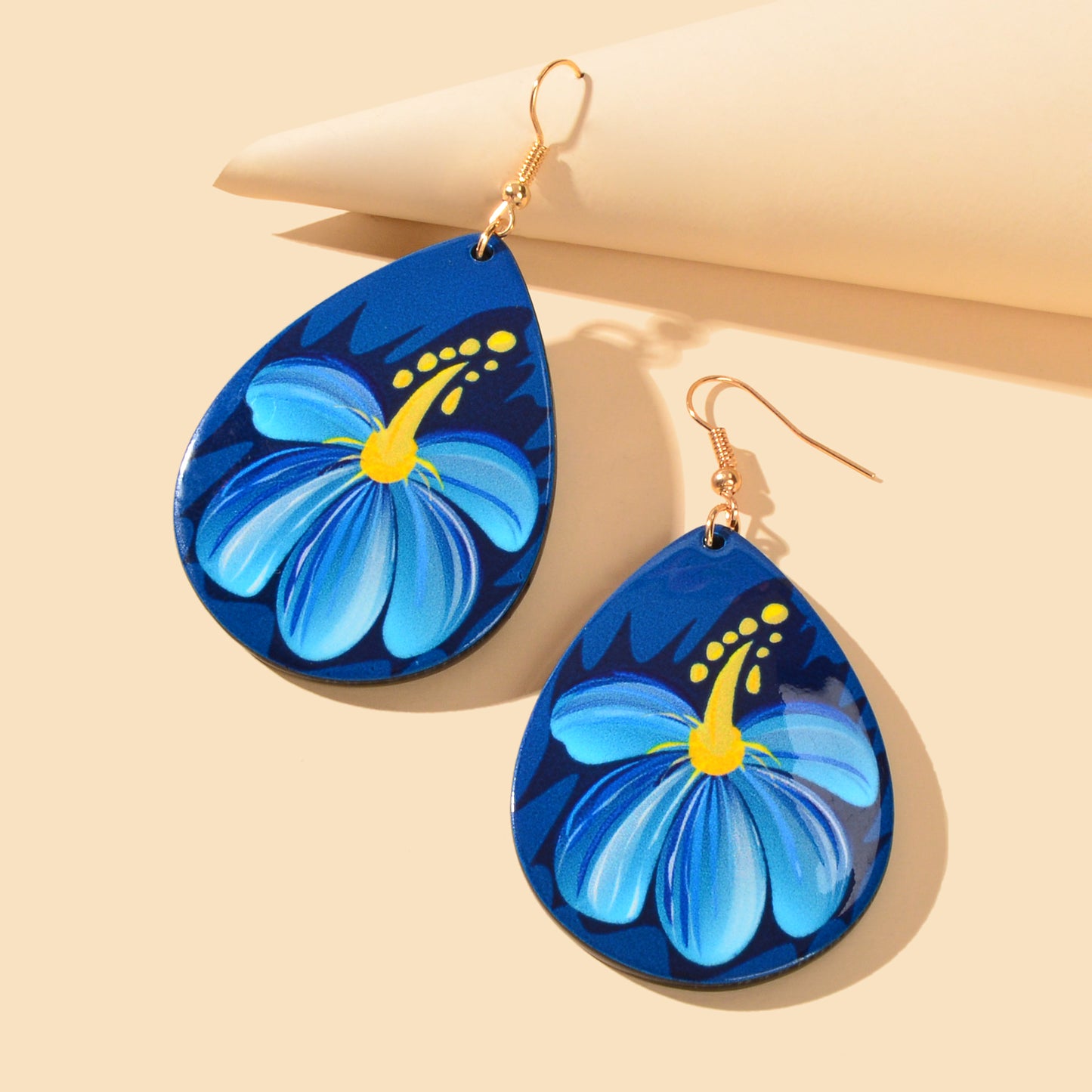 Bohemian Jewellery Flower Pattern Blue Water Drop Acrylic Trendy Women Earrings
